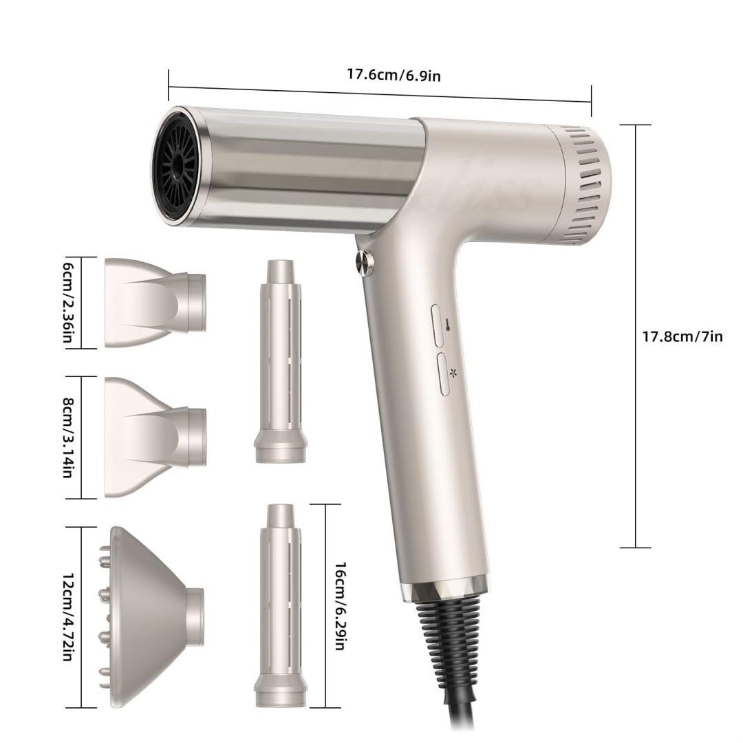 High-Speed Hair Styler & Drying Brush - 110,000 RPM Hot Air Brush with Diffuser, Concentrator Attachment & Oval Curling Wand for Salon-Quality Styling at Home (Silver) | Perfect for Daily Styling, Volume Boost & Smoothing Frizz-Free Hair