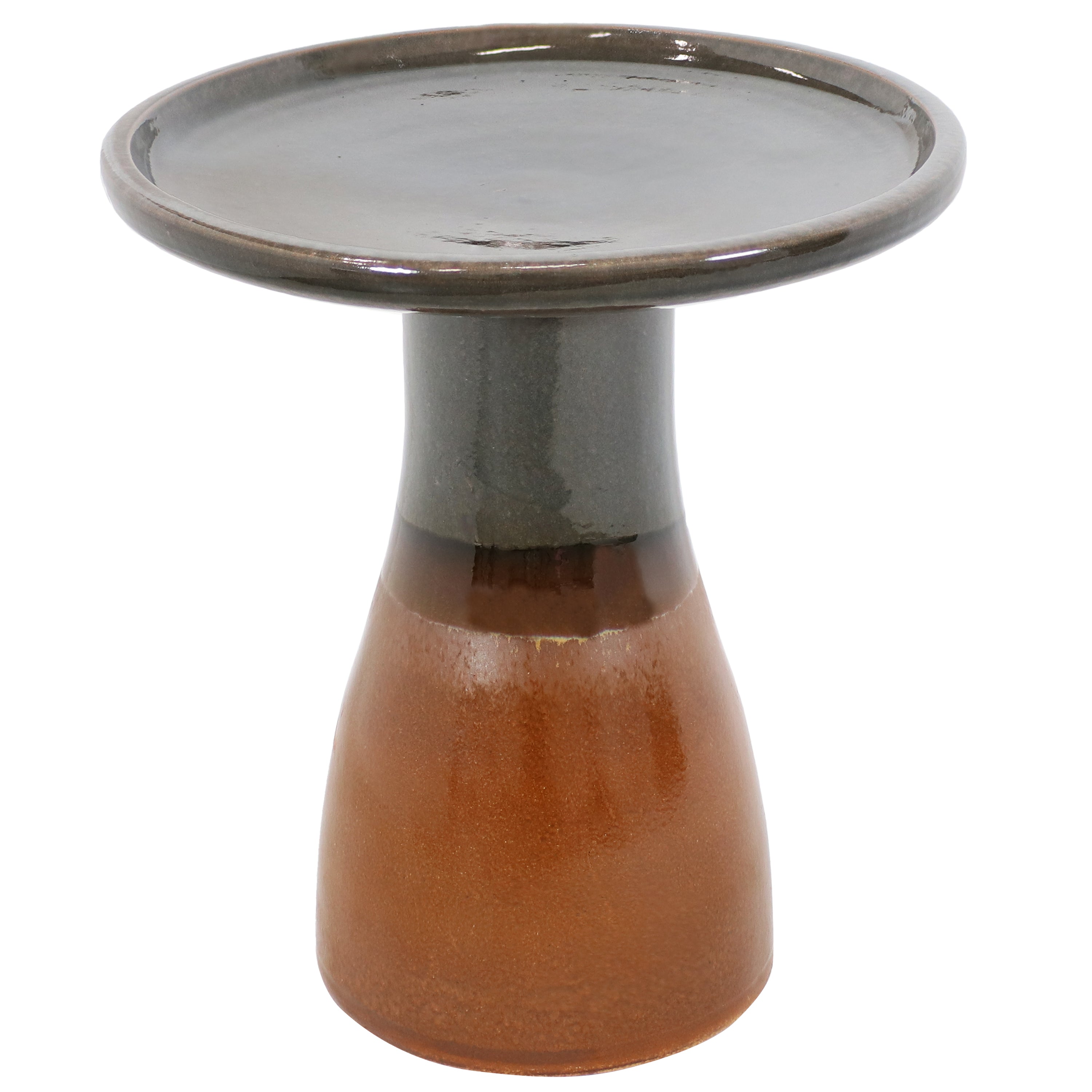 Sunnydaze 18 Inch Glazed Ceramic Outdoor Bird Bath - Garden Decor for Attracting Birds & Enhancing Outdoor Spaces
