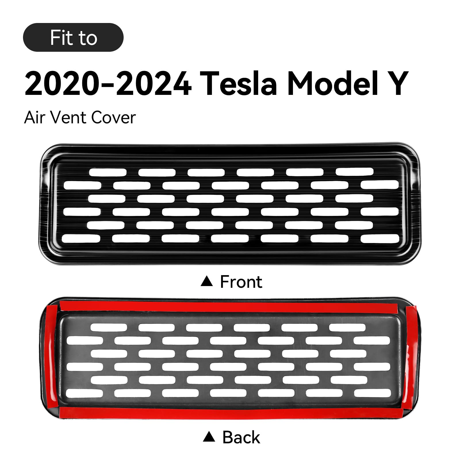 2PCS Stainless Steel Air Vent Cover for Tesla Model Y 2020-2025 - Black Brushed Backseat Airflow Vent Grille Protector | Interior Accessories for Car Ventilation & Dust Protection