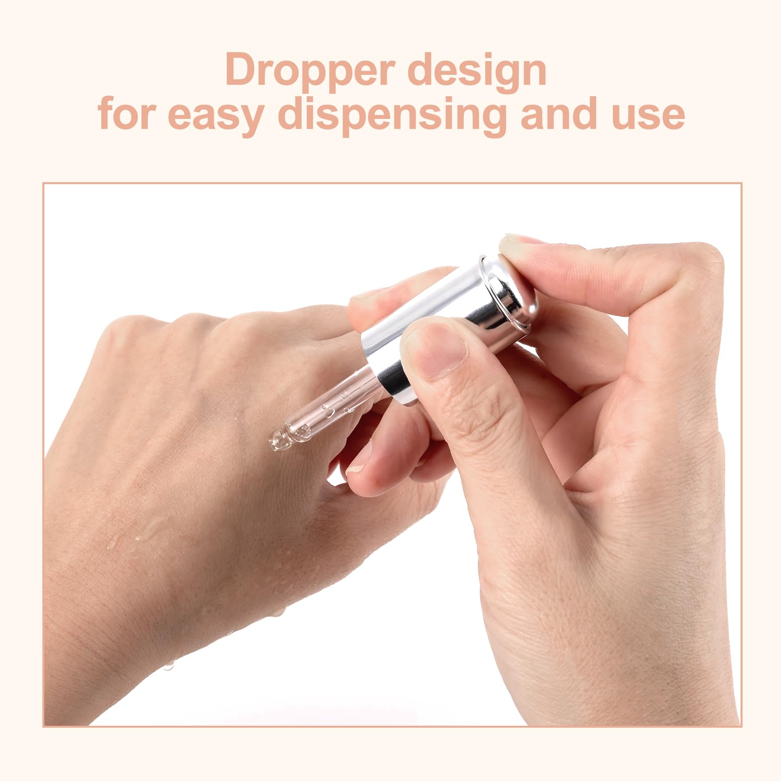 Ellbest 8Pcs 10ml Clear Press Dropper Bottles with Silver Cap - Empty Refillable Essential Oil Vials, Perfume & Cosmetic Containers for DIY, Travel, Aromatherapy & Beauty Storage