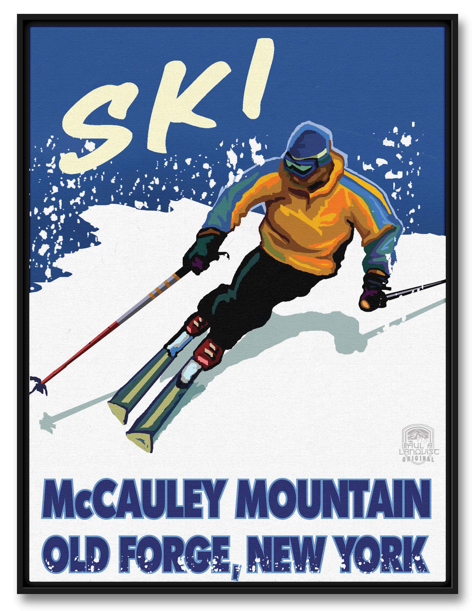 Old Forge New York McCaley Mountain Downhill Framed Canvas Wall Art - 18