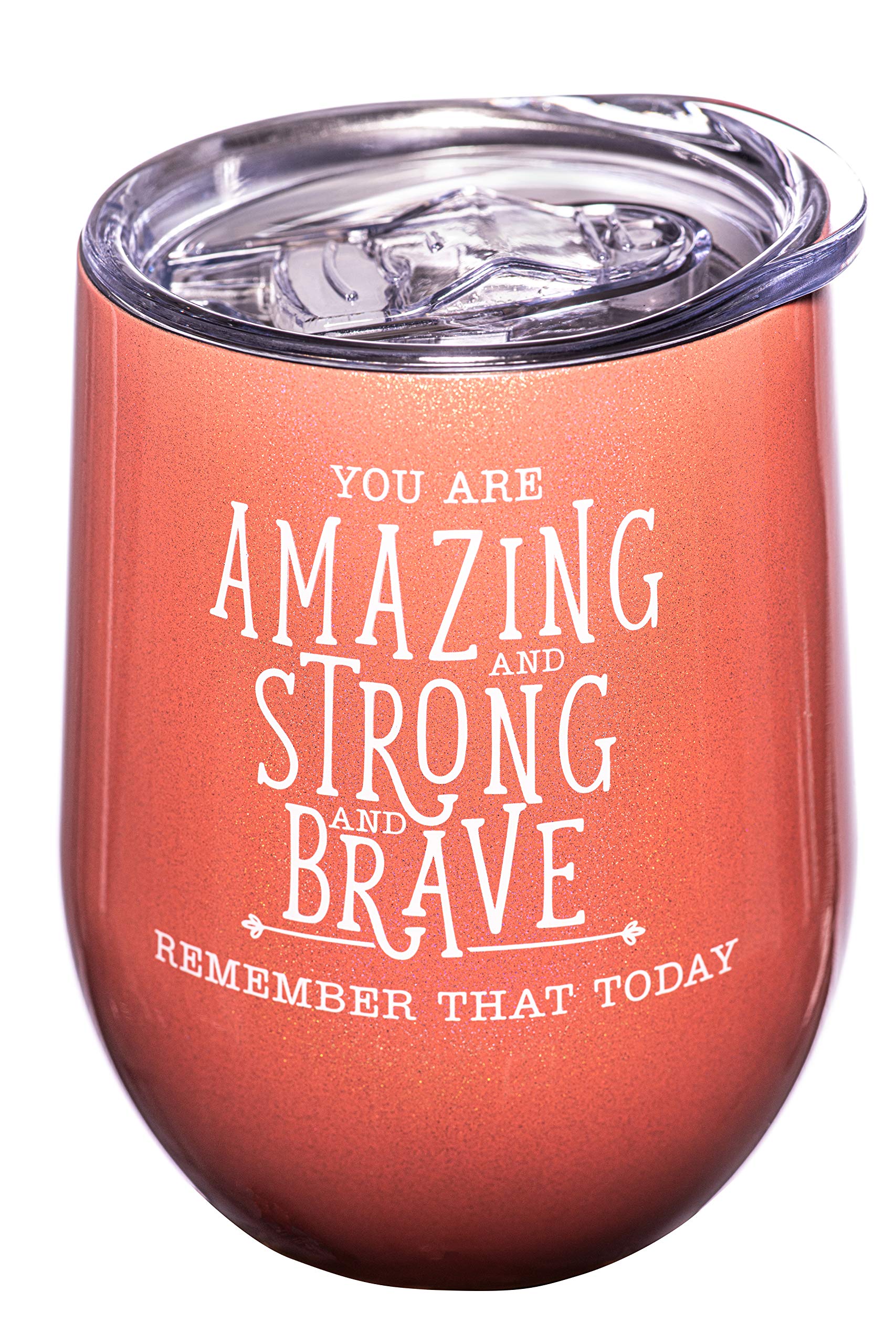 **DIVERSEBEE Insulated Wine Tumbler with Lid - Inspirational Thank You Gift for Women, Best Friend, Sister, Wife, Girlfriend, Coworker, Mom - Encouragement Birthday Wine Gift (Coral) - Perfect for Parties, Holidays & Everyday Use**
