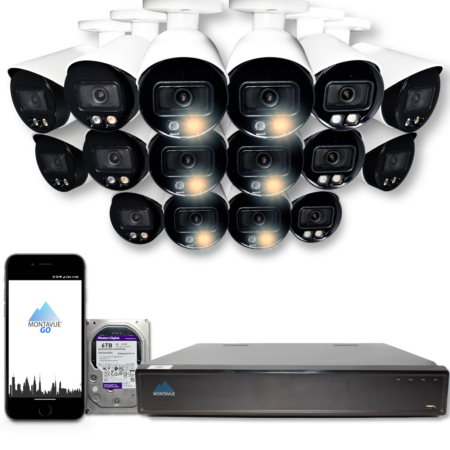 8MP 4K Security Camera System - 4 Bullet Cameras & 32CH NVR with 6TB HDD for 24/7 Surveillance | Outdoor/Indoor Use for Home, Business & Warehouse Security Monitoring