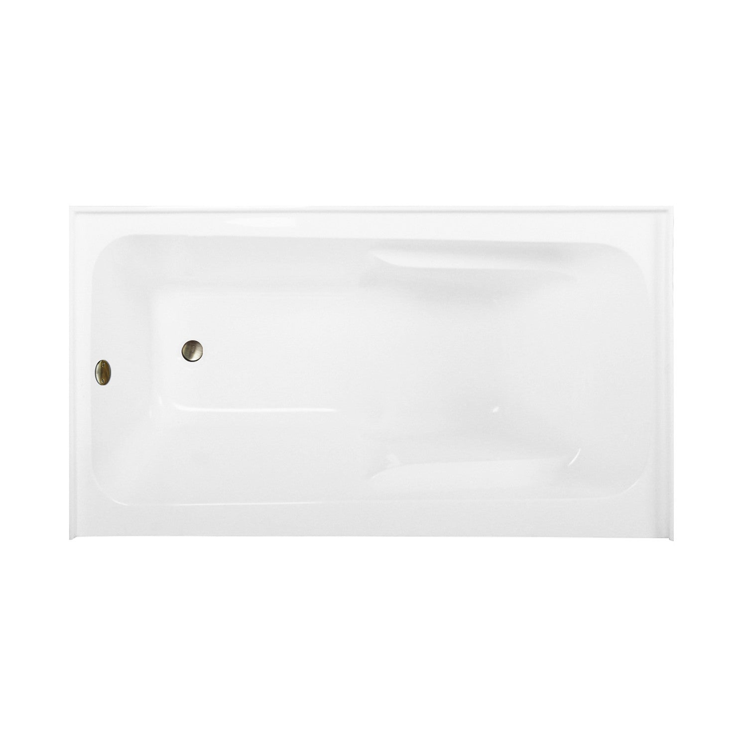 Aqua Eden 54 Inch Acrylic Rectangular 3 Wall Alcove Bathtub Combo with Armrests - Glossy White/Antique Brass - Left Hand Drain - Perfect for Small Bathrooms and Spa-Like Retreats