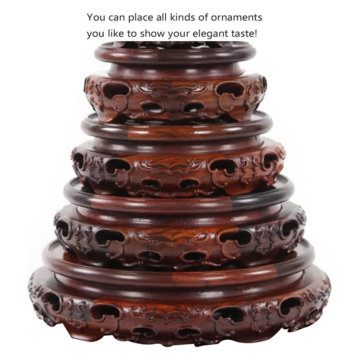Handcrafted Wooden Display Stand for Vases, Plants, Buddha Statues & Bonsai - Carved Wood Pedestal Base for Home Decor, Oriental Furniture & Shelf Brackets | Perfect for Living Room, Office & Meditation Spaces