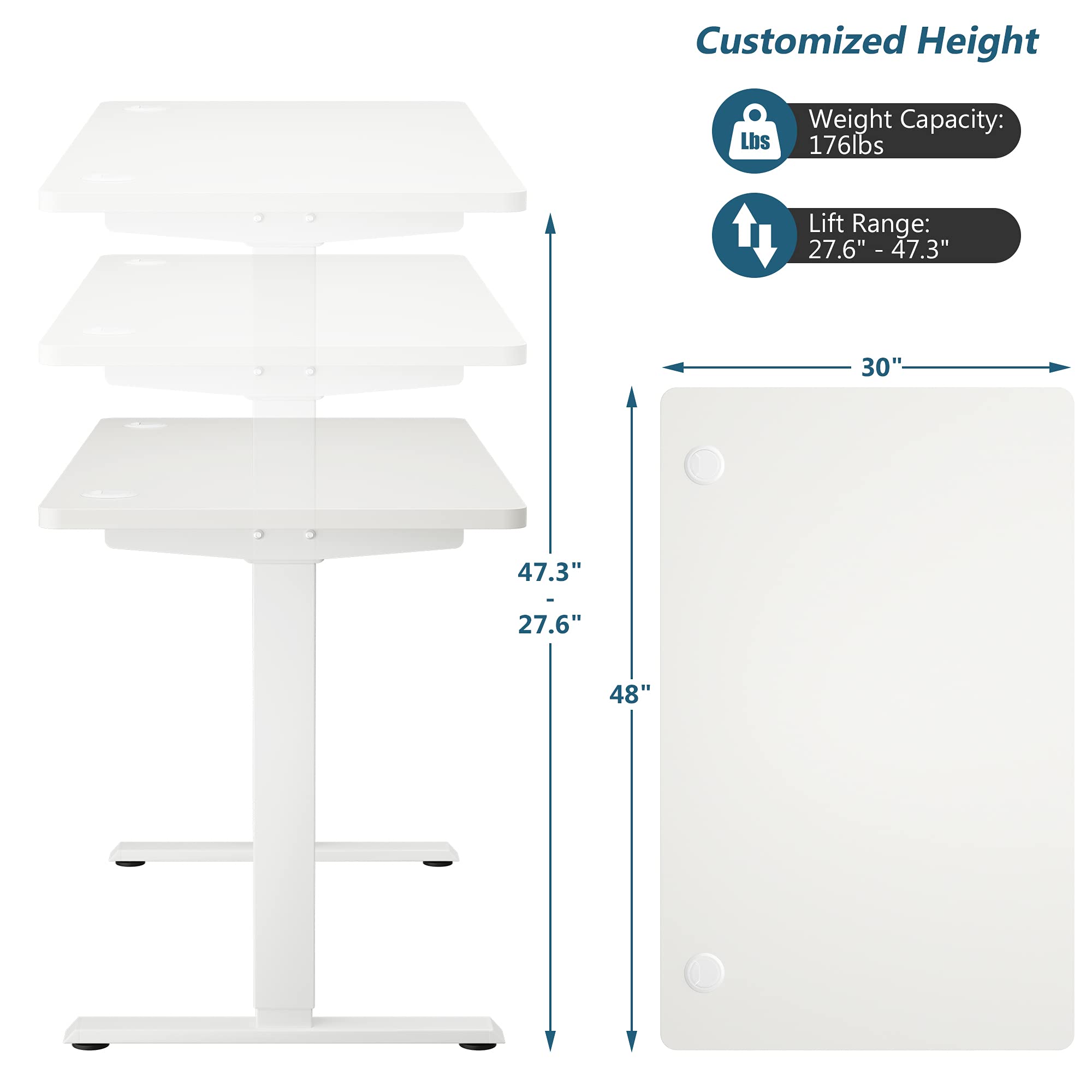 Tangkula 48 x 30 Inch Dual Motor Electric Standing Desk - Height Adjustable Sit Stand Workstation with 3-Position Memory Controller, Anti-Collision Design & 1