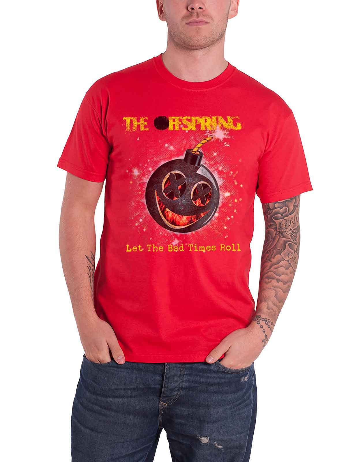 Offspring Men's Hot Sauce (Bad Times) Graphic T-Shirt - Red | Punk Rock Band Tee for Concerts & Casual Streetwear