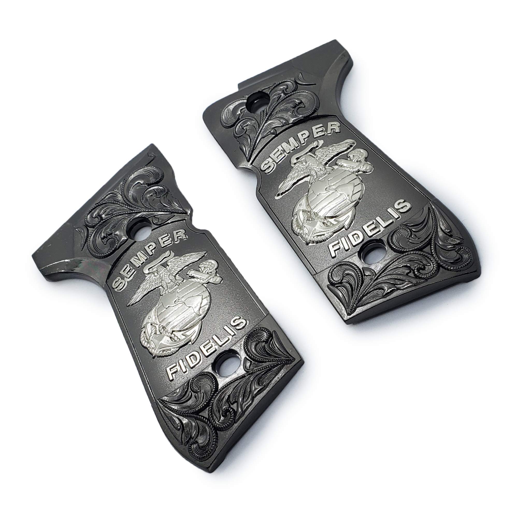 Custom Checkered Metal Beretta Grips for 92/96 Series Pistols (92F, 92FS, M9, 96) - Enhanced Grip & Control for Shooting Range & Self-Defense
