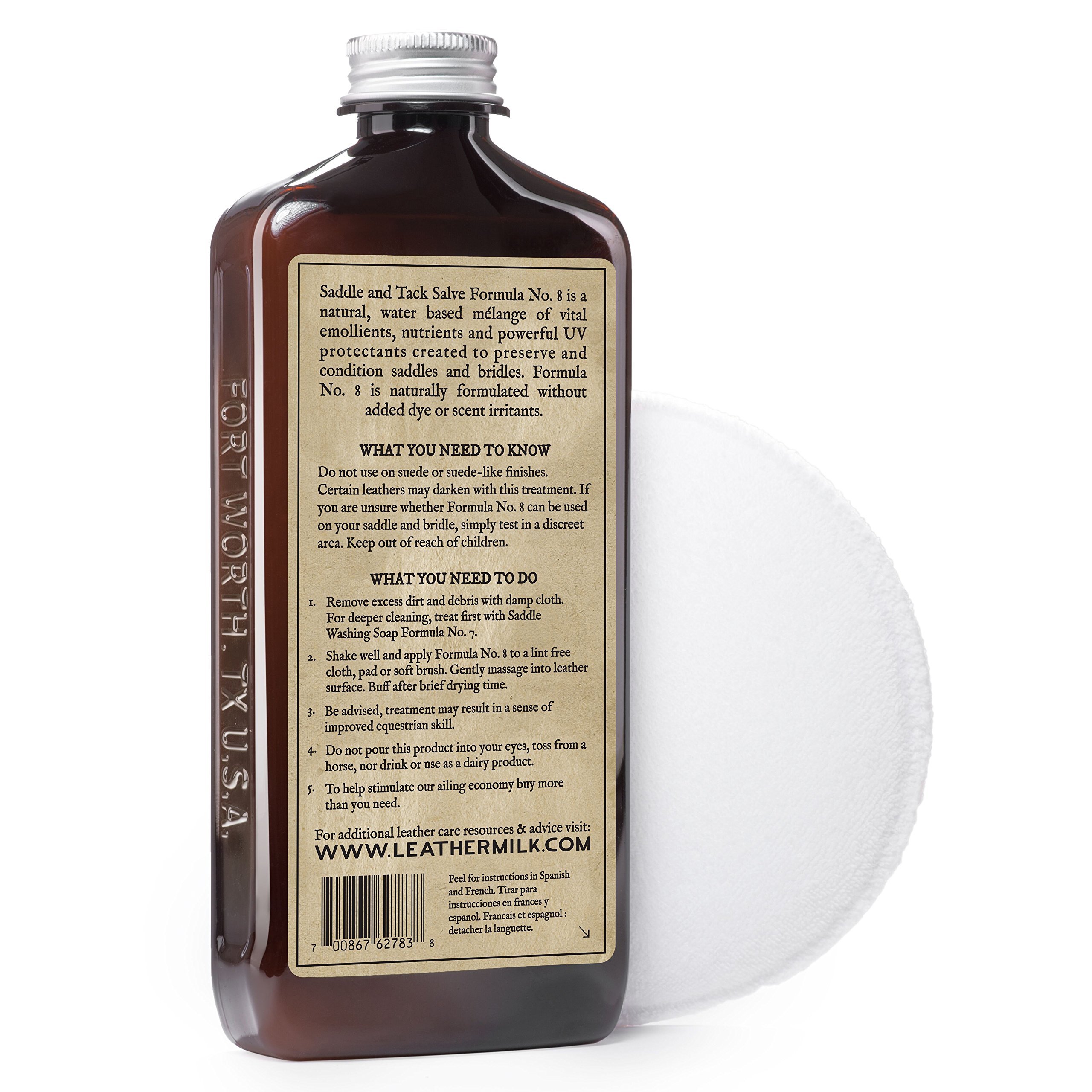 Chamberlains Leather Milk No. 8 Saddle & Tack Conditioner - 12 oz | Leather Cleaner & Protector for Saddles, Boots, Bags | Restores & Preserves Leather