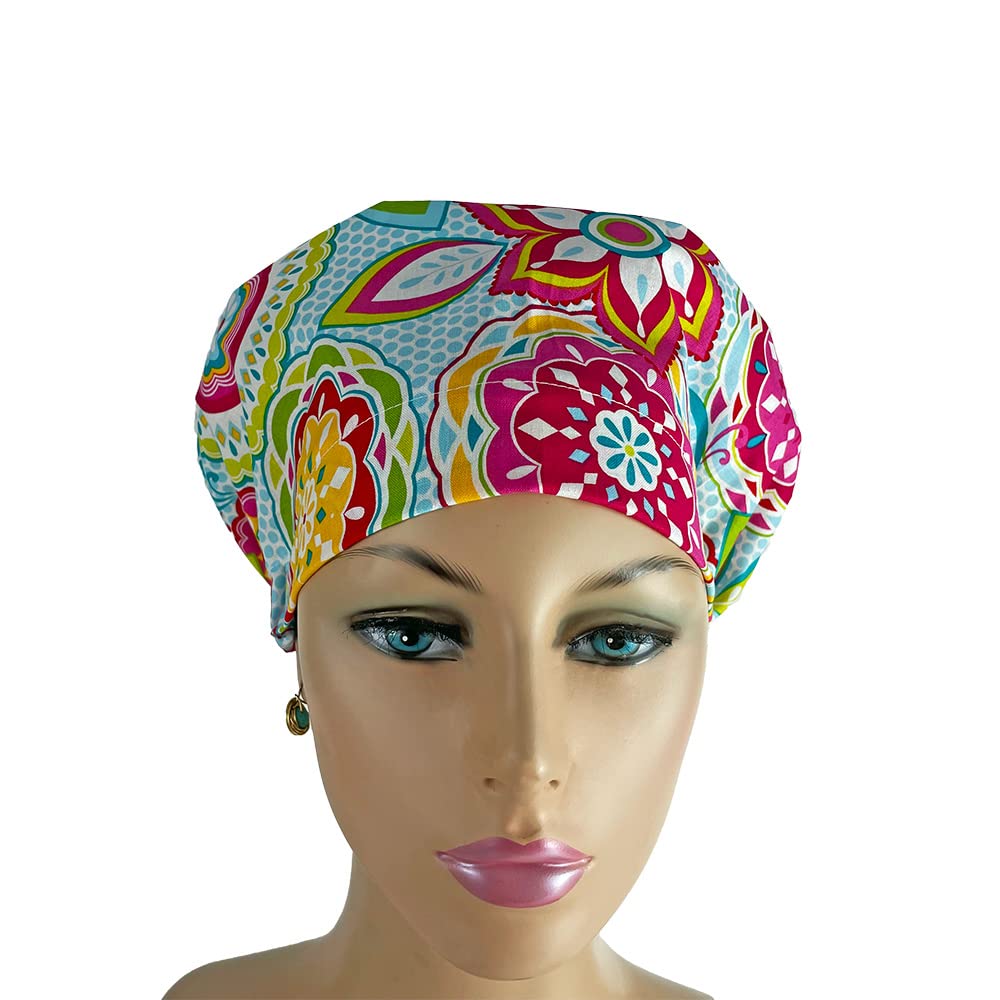 European Style Ponytail Scrub Hats for Women & Nurses - No Ribbon Bouffant Surgical Caps - Unisex Medical Hats in Multicolor - Perfect for Hospitals, Clinics & Healthcare Professionals
