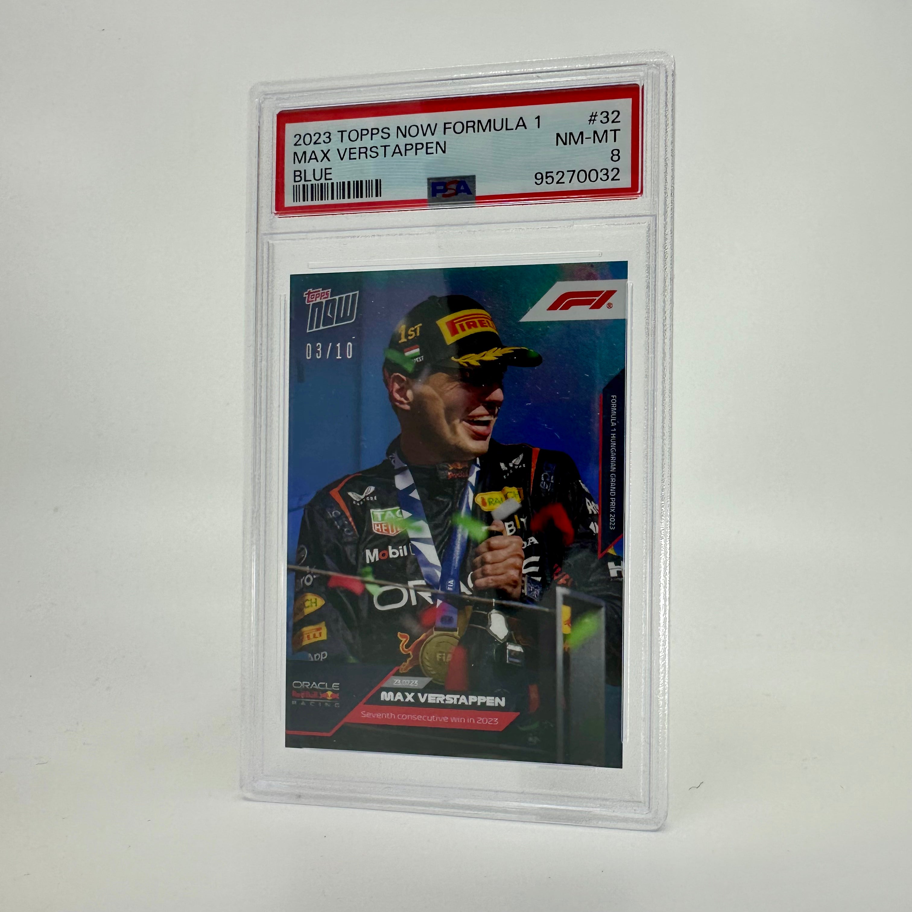 PSA 8 Graded 2023 Topps Now F1 Max Verstappen #32 Blue Racing Card - Perfect for F1 Collectors, Sports Memorabilia Displays, and Racing Enthusiasts