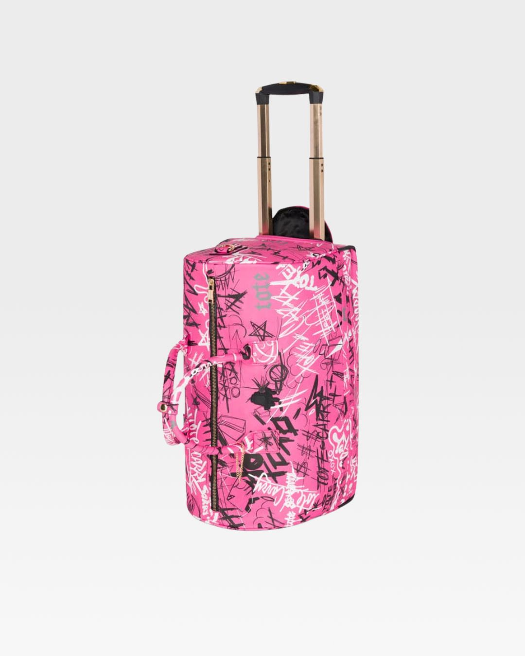 Graffiti Rolling Duffle Bag in Baby Pink - Stylish Travel Duffel with Wheels for Gym, Weekend Trips & Sports Gear Storage