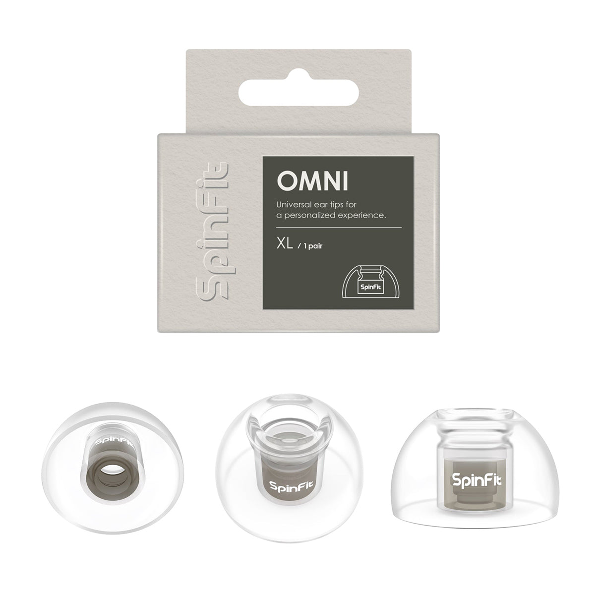 Spinfit Omni Silicon Eartips (1 Pair) - Premium Comfort Earbud Tips for Noise Isolation - Perfect for AirPods, Galaxy Buds & Wireless Earbuds - Gym, Work & Travel Use