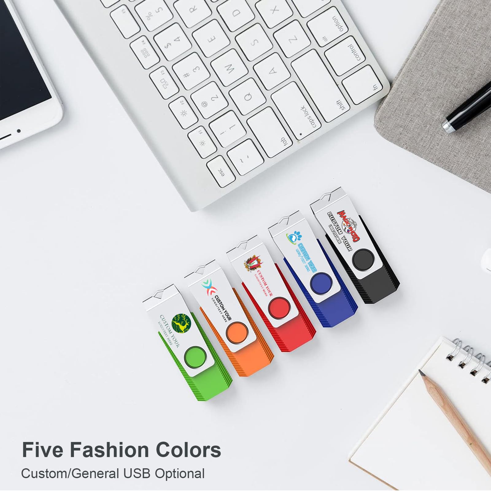 32GB USB Flash Drive 10-Pack - Swivel Thumb Drives with Lanyards for School & Office Use
