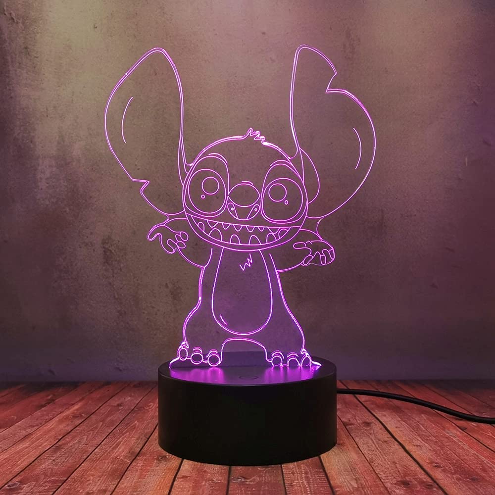 3D Illusion LED Night Light - Happy Stitch Koala USB Rechargeable Lamp with 16 Color Changing Modes, Dimmable Touch Control & Remote for Baby Nursery, Bedroom Decor, Kids Room Lighting - Perfect Gift for Birthday & Holidays