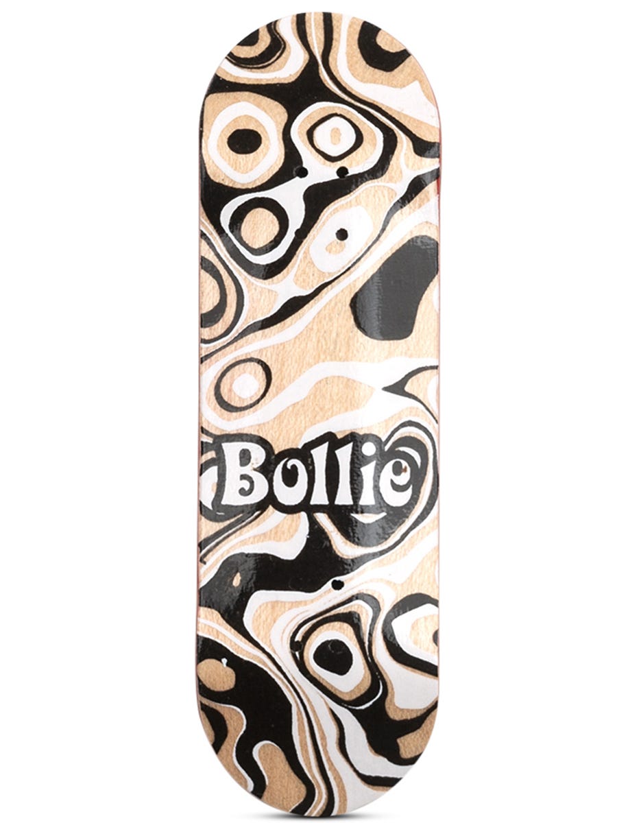 Bollie Fingerboard Deck Psychedelic Design - Professional Mini Skateboard for Finger Tricks & Stunts - Perfect for Skaters, Collectors & Office Stress Relief