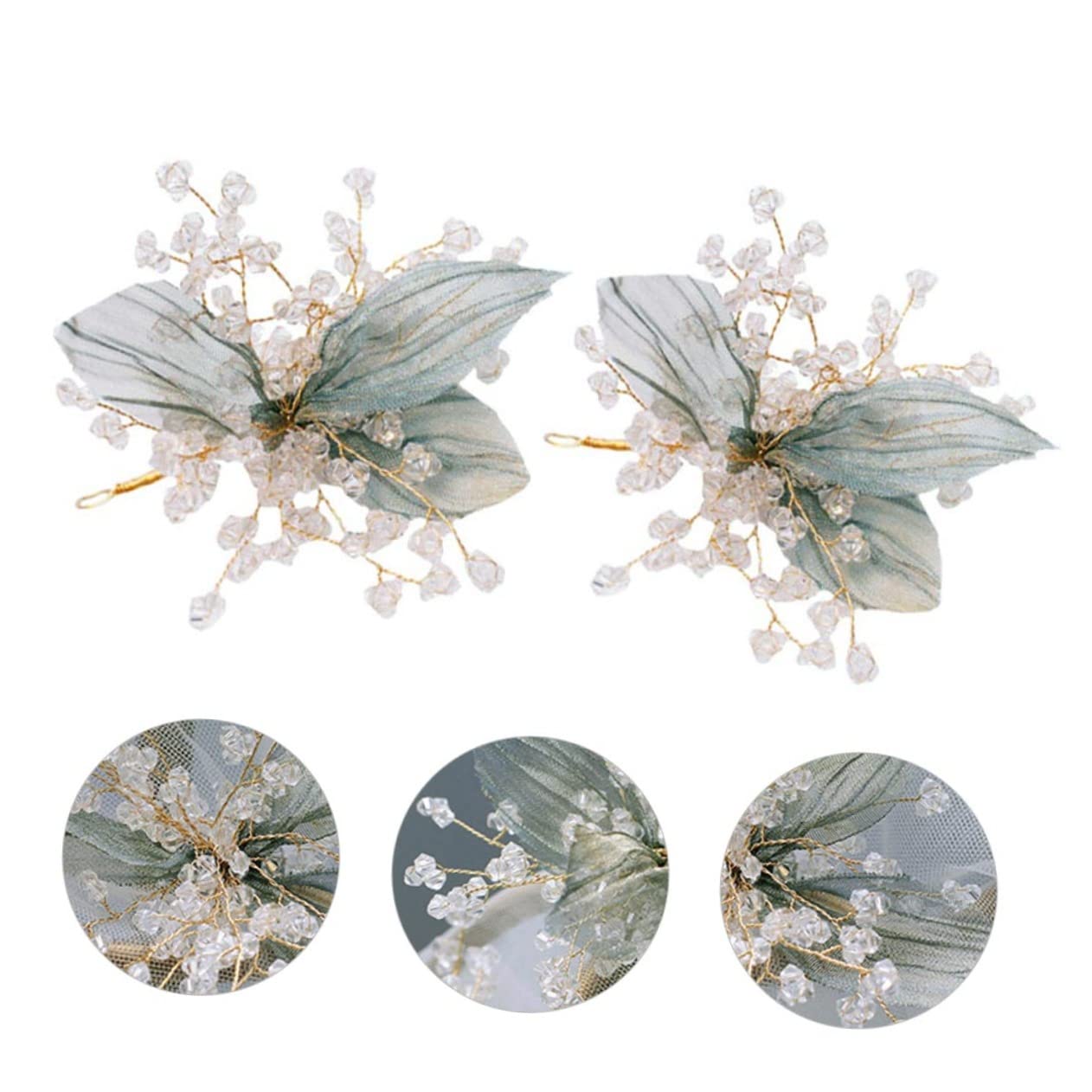 BELLIFFY 2-Pack Decorative Hair Clips for Women - Elegant Wedding Bridal Hair Accessories, Side Hair Slide Clips with Bobby Pin - Perfect for Weddings, Proms, Parties & Special Occasions