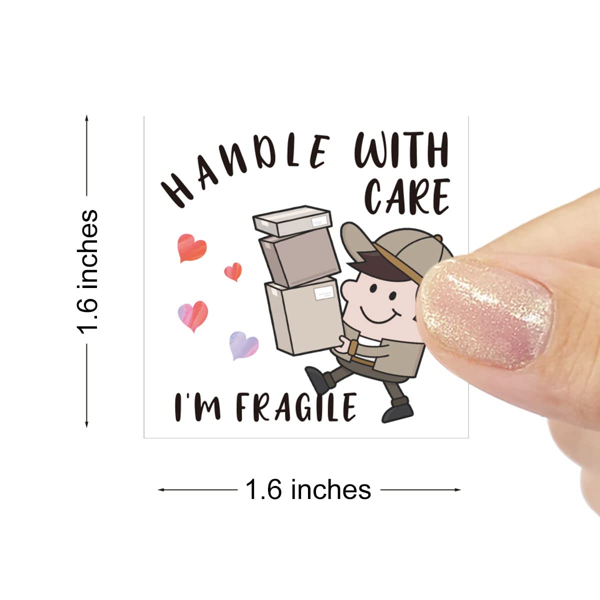 Wailozco Funny 'Handle with Care' Stickers - 500 Labels Per Roll for Small Business, Online Retailers & Handmade Goods | Perfect for Packaging, Envelopes & Shipping Labels