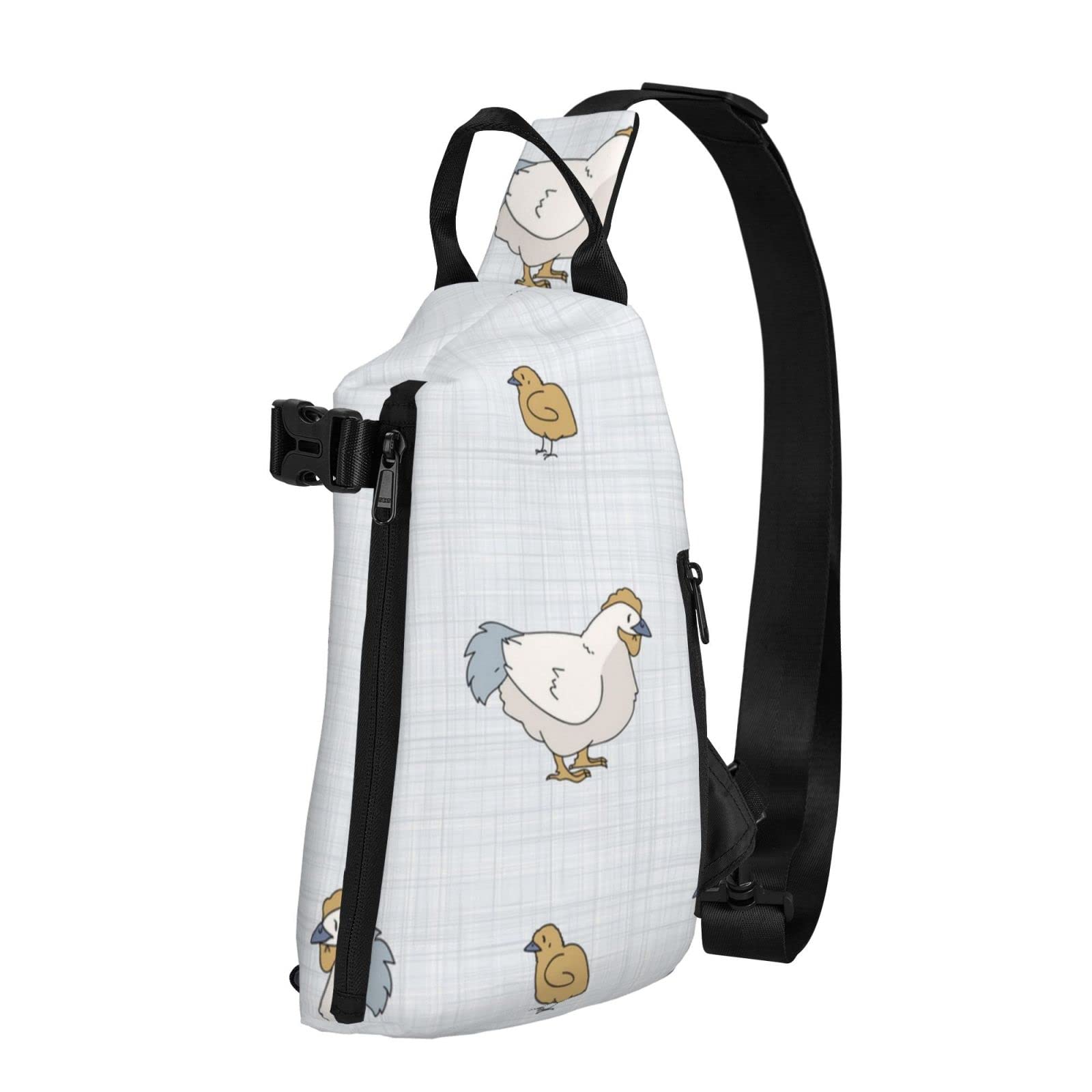 Casual Sling Backpack for Men & Women - Adjustable Chest Shoulder Crossbody Bag with French Farmhouse Hen & Chick Pattern, Lightweight Unbalance Gym Travel Daypack for Hiking, Outdoor, School & Daily Use