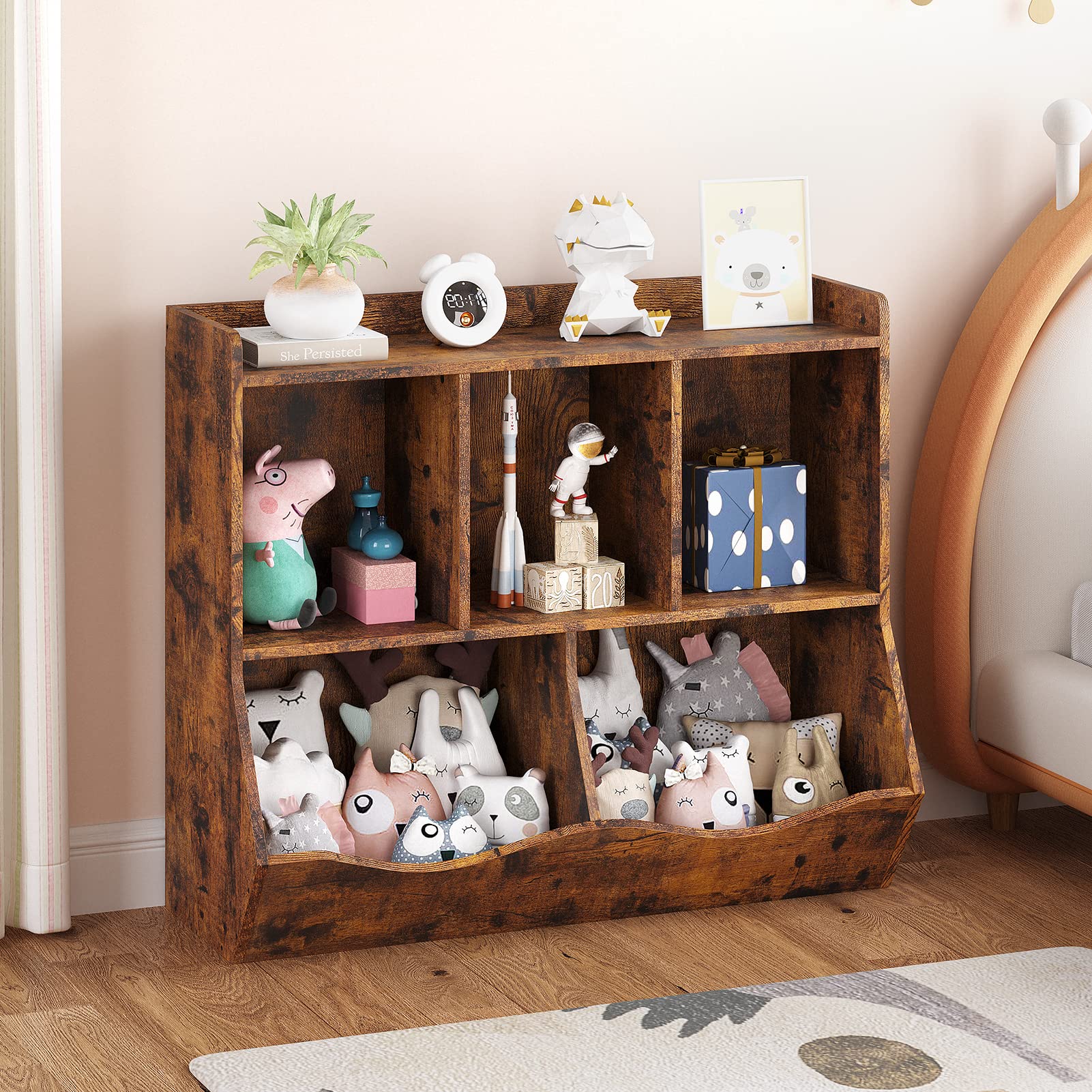 **Kids Bookshelf & Toy Storage Organizer - 5-Tier Bookcase with Cubby Shelves for Boys & Girls - Perfect for Playroom, Bedroom, Hallway & Kindergarten Classroom**