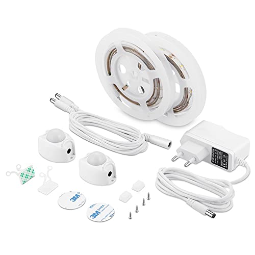 Waterproof LED Strip Lights with Motion Sensor - Auto Shut Off Timer, Under Cabinet Lighting, Landscape & Street Lamp (Single Color) - Perfect for Bedroom, Kitchen, Garden & Outdoor Pathways