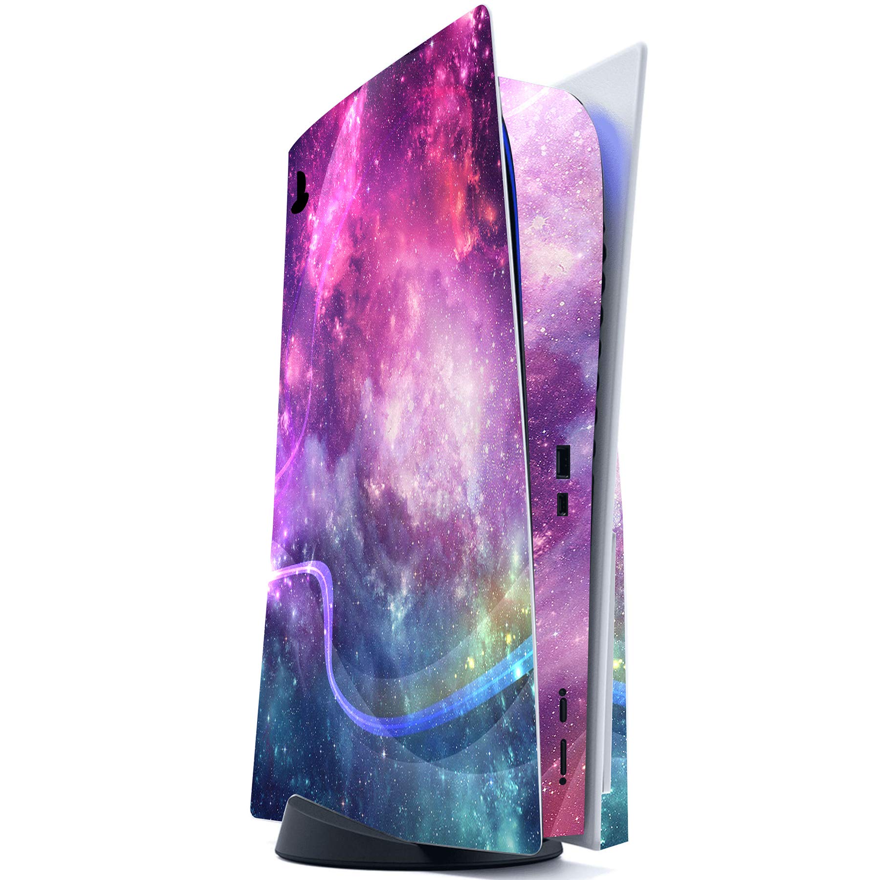PlayVital Purple Galaxy Full Skin Decal Set for PS5 Console Disc Edition - Vinyl Sticker Cover for PS5 Controller, Charging Station, Headset & Media Remote - Gaming Accessories for Ultimate Customization & Protection