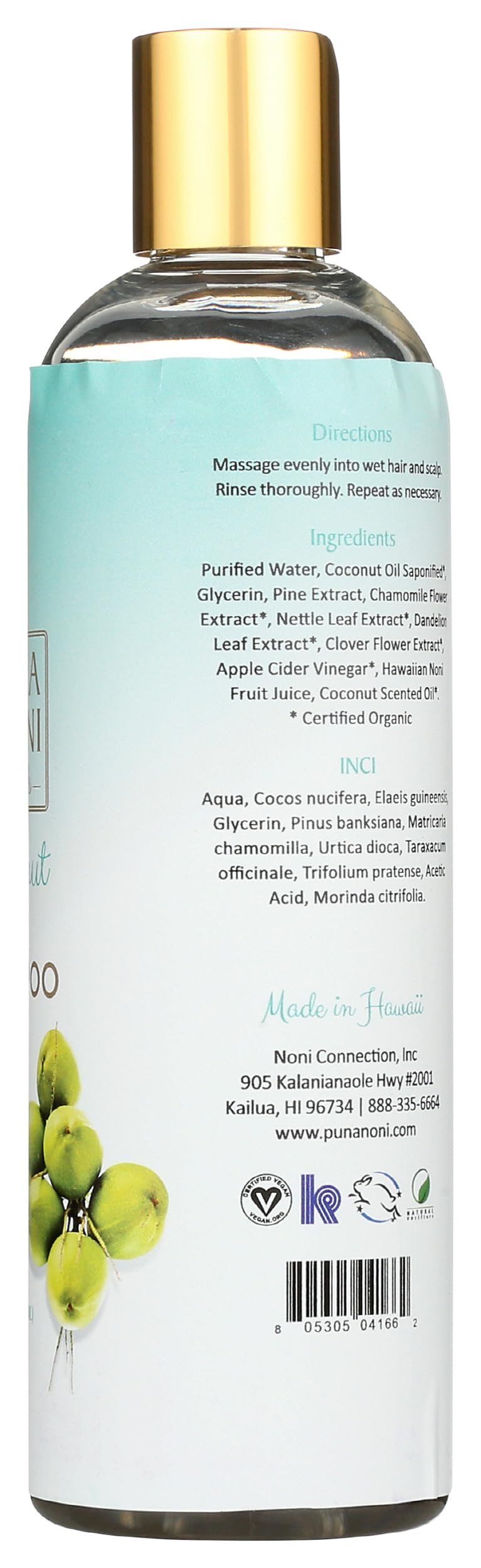 Organic Noni & Coconut Oil Shampoo for Hair Growth - 12 Fl Oz - Sulfate-Free, Nourishing & Hydrating Formula for Dry, Damaged Hair - Perfect for Daily Use & Scalp Care