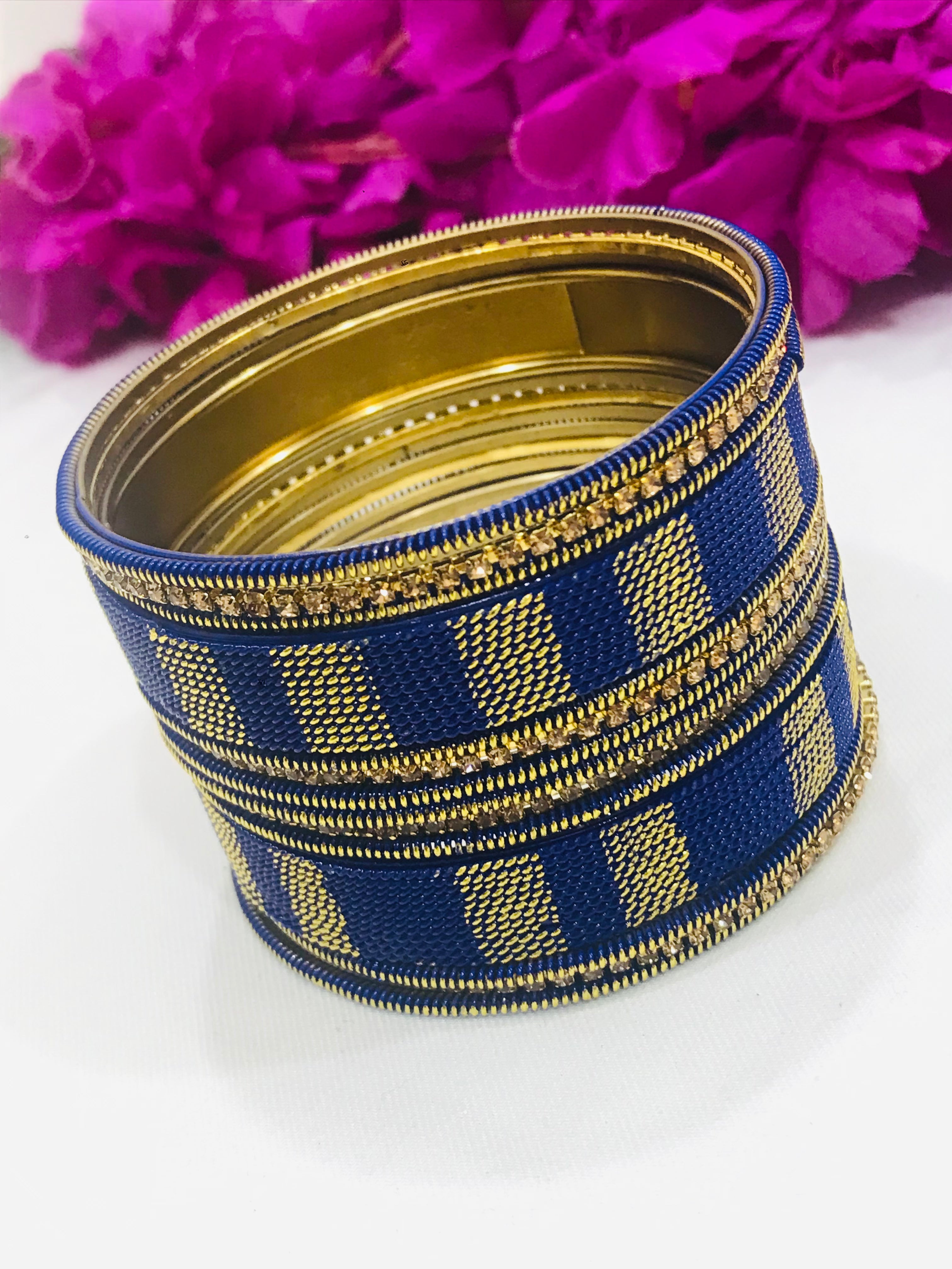Stylish Spiral Design Blue Metal Bangles Set for Women - Perfect for Parties, Weddings & Everyday Fashion Accessories
