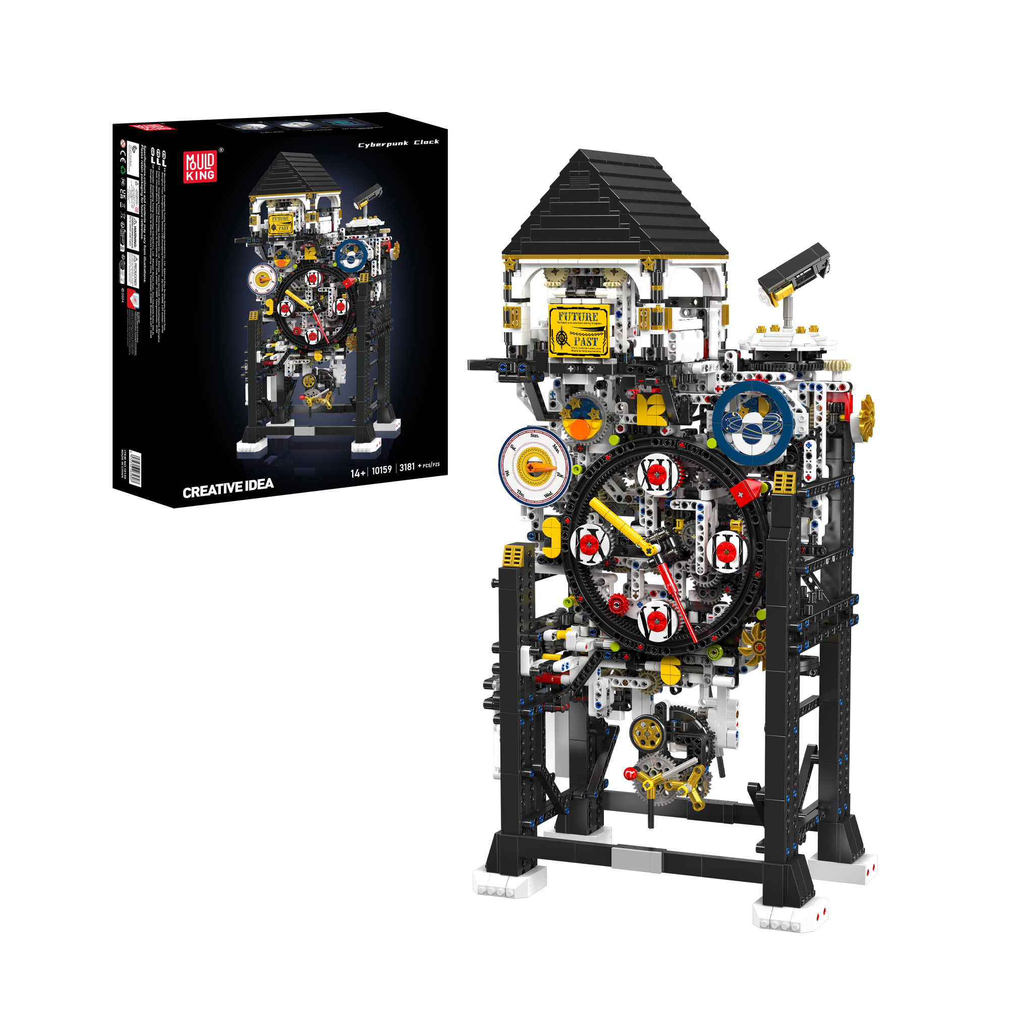 Mould King 10159 Cyberpunk Mechanical Clock Building Set - 3,181 Piece DIY Model Kit for Adults | Perfect for Home Office Decor, STEM Education & Gift for Collectors