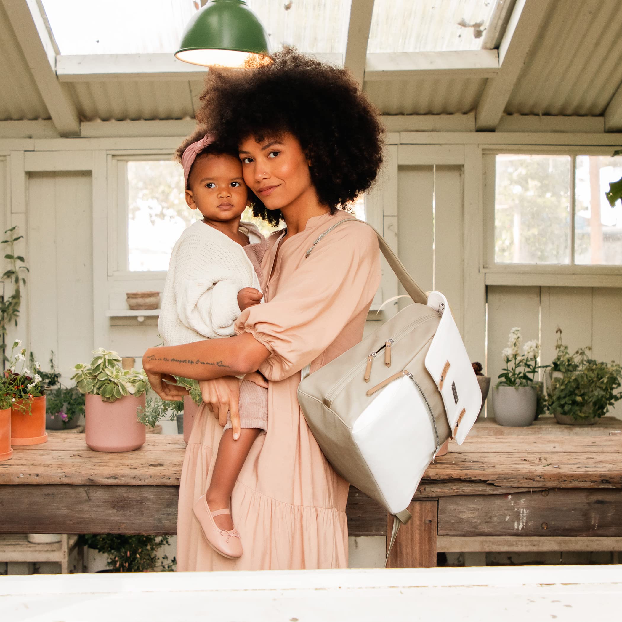 Petunia Pickle Bottom Meta Backpack in Toasted Marshmallow - Stylish Diaper Bag & Travel Backpack for Moms, Perfect for Daycare, Work Commute & Weekend Getaways