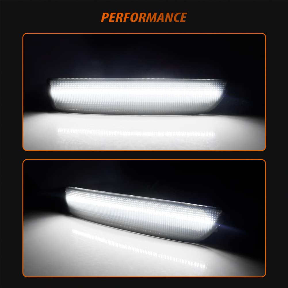 Smoke Lens White LED Front Bumper Side Marker Light for 2001-2005 VW Passat B5.5 - Replacement OEM Sidemarker Lamps - Enhanced Visibility & Style for Night Driving & Car Customization