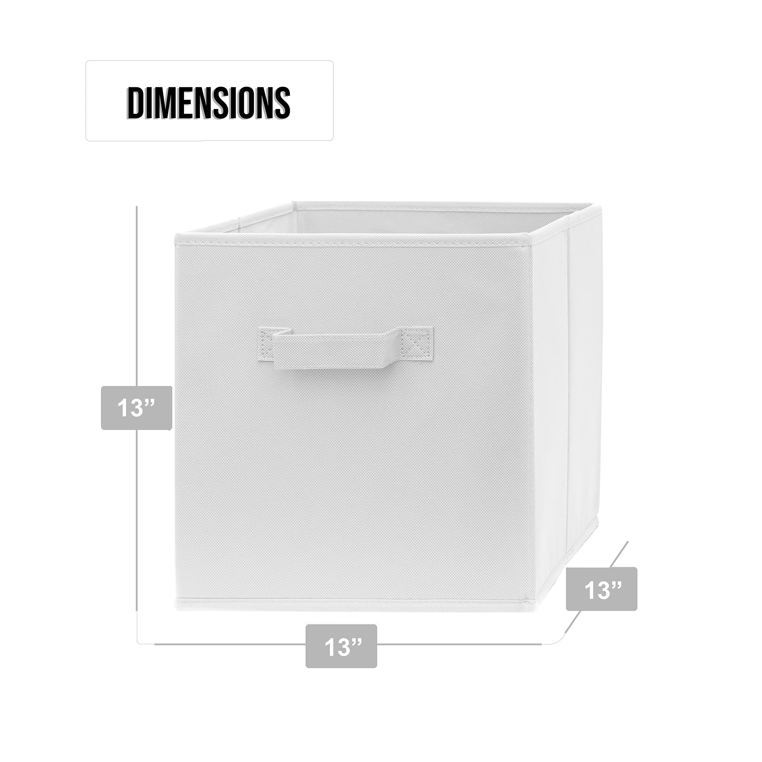 Pomatree 13x13x13 Inch Storage Cubes - 4 Pack Large Sturdy Fabric Bins with Dual Handles | Foldable Cube Organizer for Closet, Bedroom, Nursery & Playroom | Perfect for Clothes, Toys & Home Organization (White)
