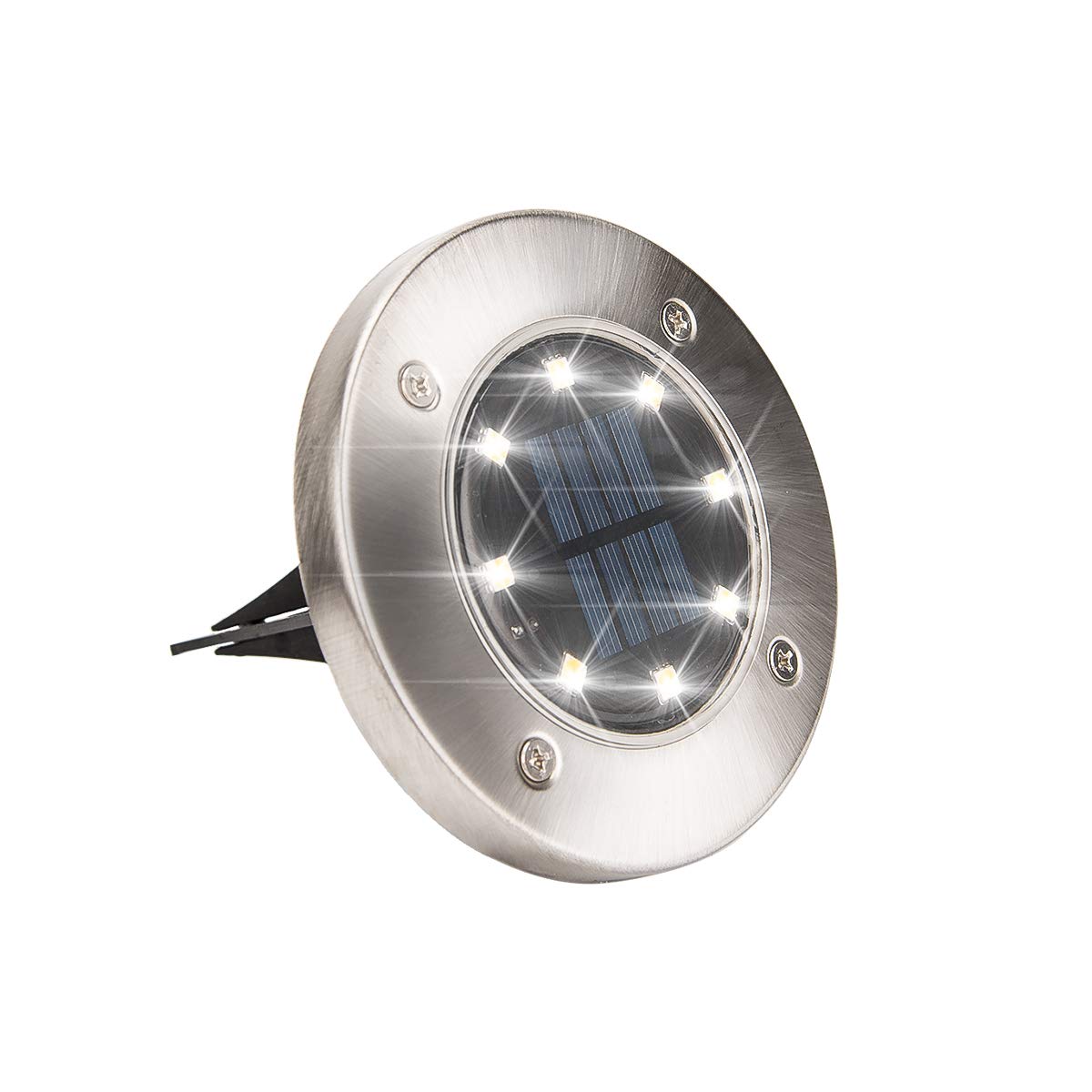 SOLPEX 8LED Solar Pathway Lights Outdoor Waterproof - Solar Powered Disk Lights for Garden, Yard, Deck, Lawn, Patio & Walkway - White (1 Pack) | Perfect for Landscape Lighting & Nighttime Safety