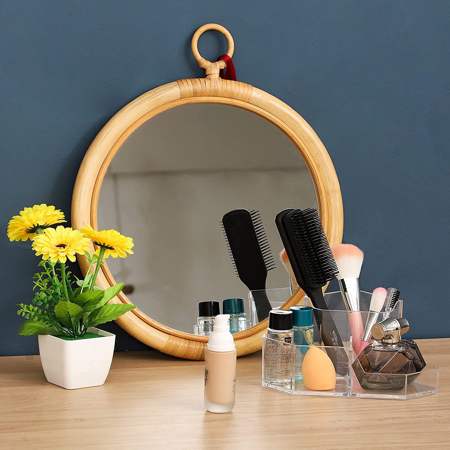 3-Slot Acrylic Makeup Brush Holder & Organizer - Cosmetic Storage Cup for Vanity, Desk, Bathroom Countertop - Perfect for Makeup Brushes Organization (Pack of 1) | Ideal for Home, Salon & Travel Use