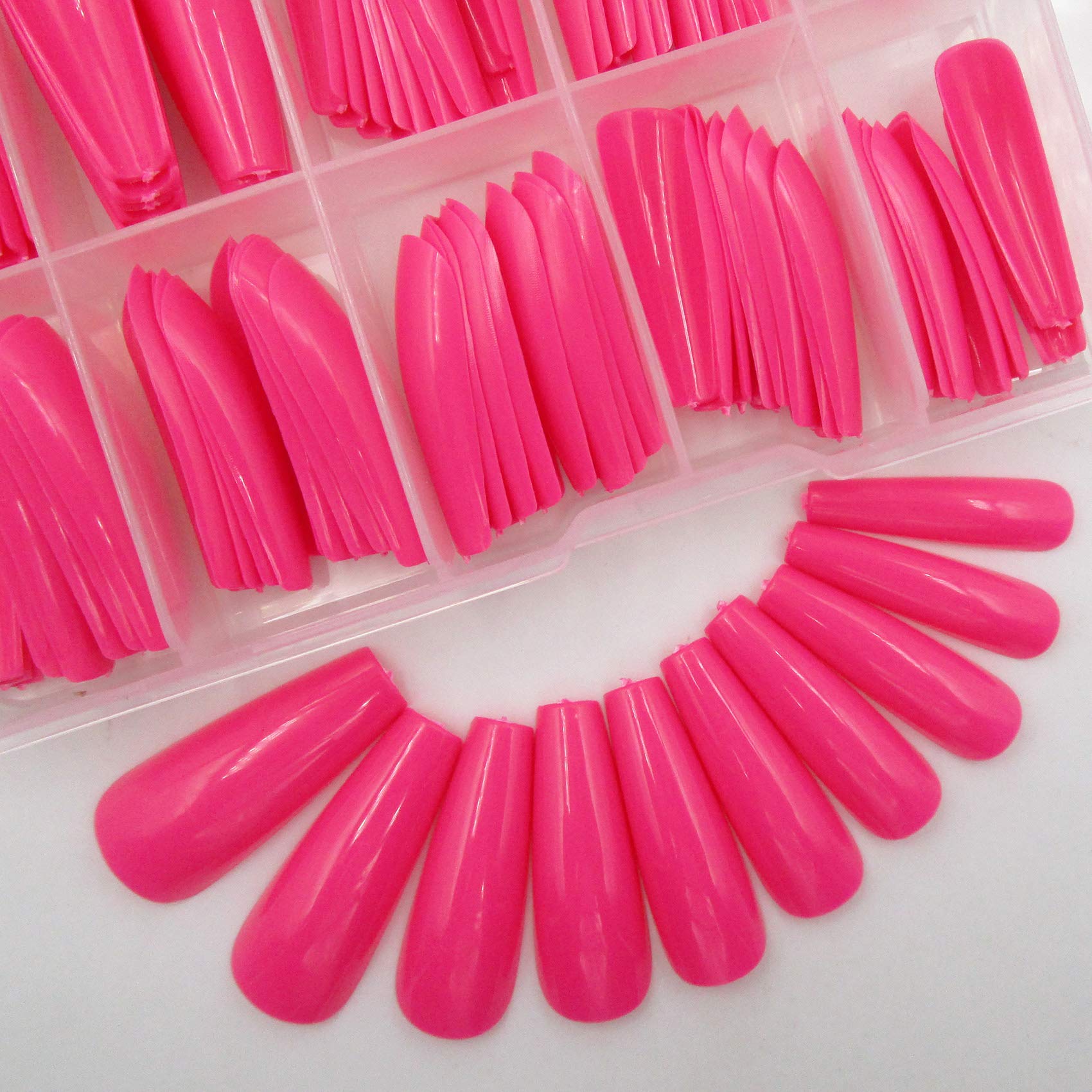 100-Piece Rose Red Coffin Press-On Nails - Long Ballerina Fake Nails with Full Cover Manicure Design for Women & Teens | Perfect for Parties, Weddings, and Special Occasions