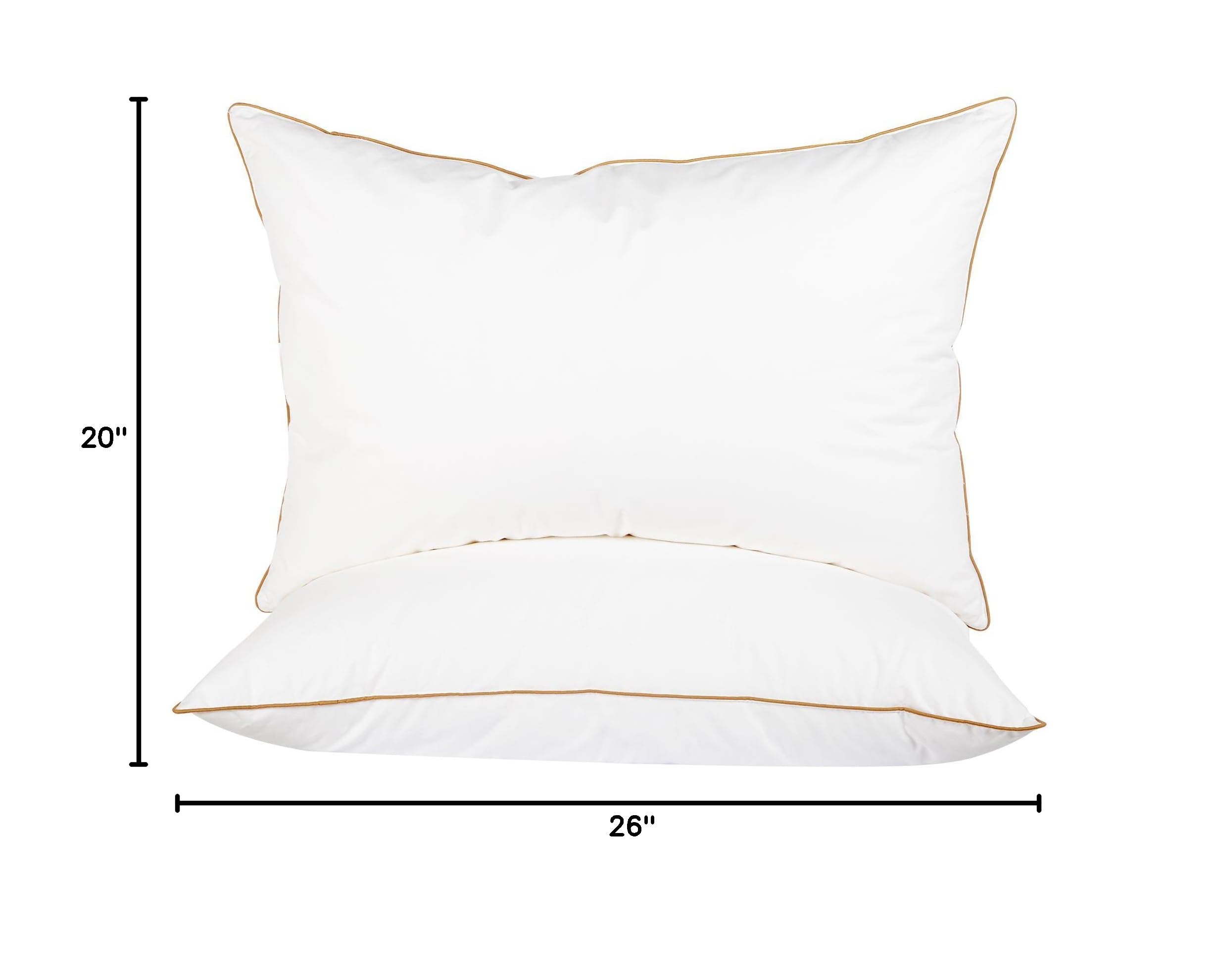 Premium Goose Down Feather Pillows Set of 2 - 20 x 26 Inches Standard Size, 100% Cotton Shell, Ultra Soft & Cooling for Side, Back & Stomach Sleepers - Perfect for Twin Beds, Guest Rooms & Luxury Hotels (Made in USA)