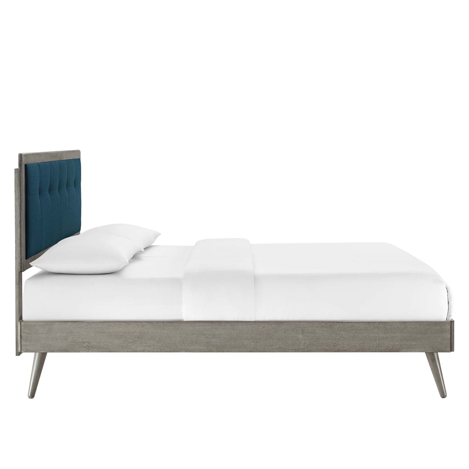 Stylish Willow Wood Platform Bed with Splayed Legs - Modern Bedroom Furniture for Home Decor | Perfect for Master Bedroom, Guest Room & Apartment Living
