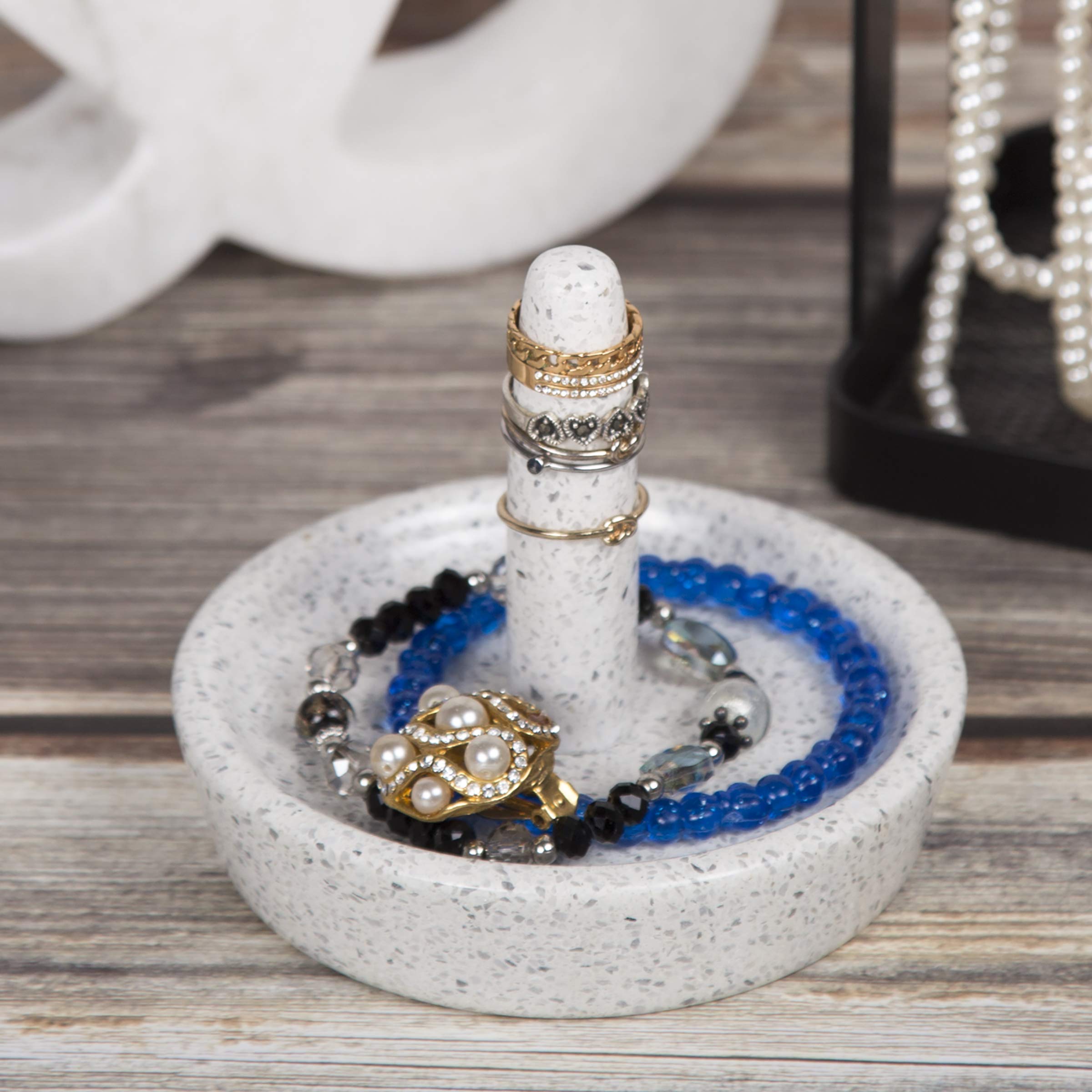 Natural Terrazzo Stone Ring Holder & Jewelry Organizer - 4