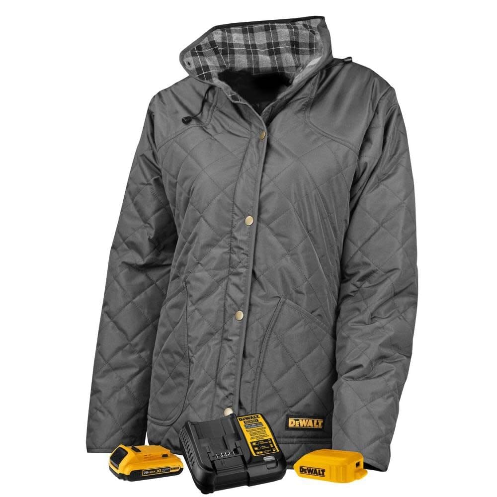 DEWALT Women's Flannel Lined Diamond Quilted Jacket - Warm Winter Work Jacket for Construction, Outdoor & Cold Weather Use