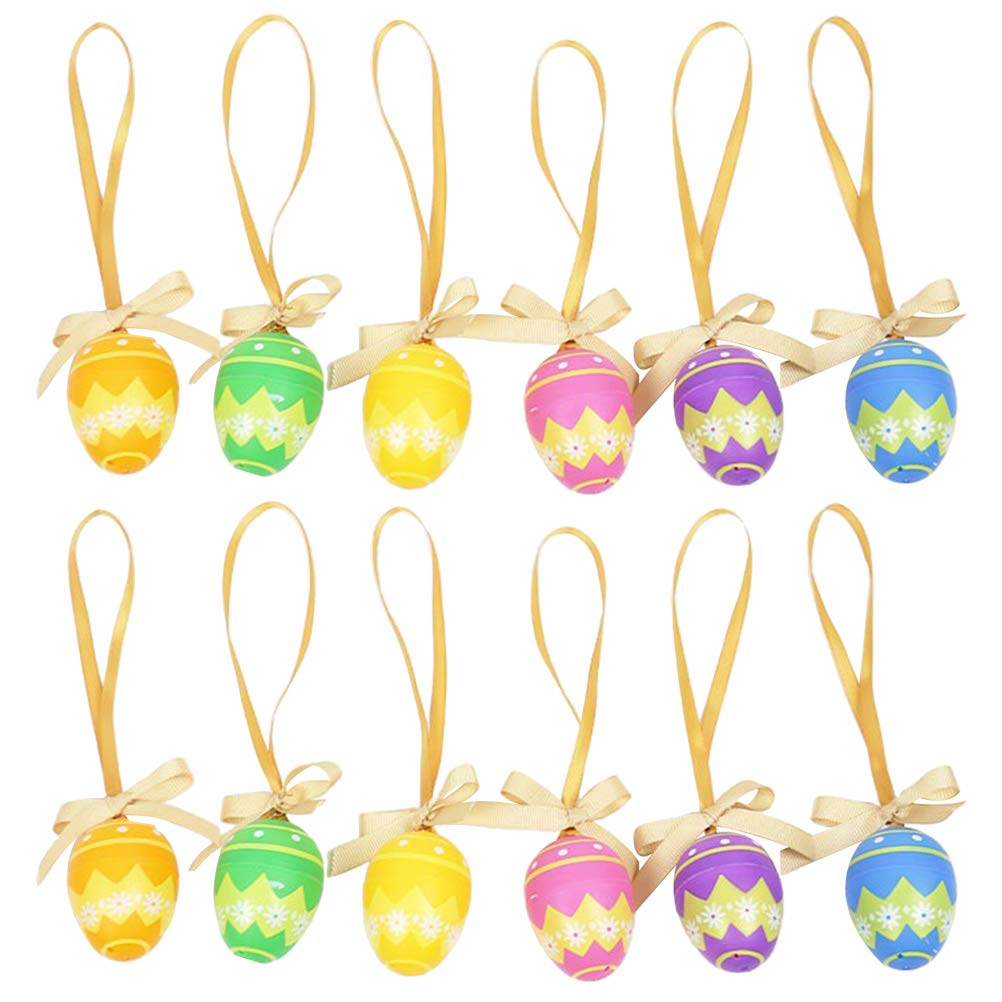 LUOZZY Easter Egg Pendants - 12PCS DIY Surprise Ball Charms for Easter Party Decorations, Egg Hunt Prizes & Kids Craft Projects (Random Colors)