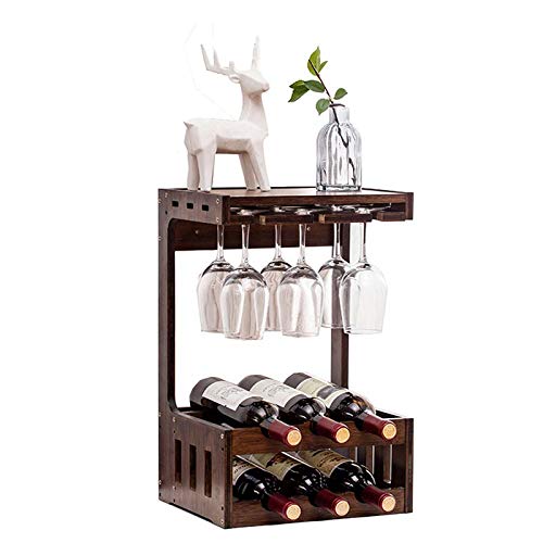 Premium Bamboo Wall-Mounted Wine Glass Rack - Holds 6 Bottles & Glasses - Space-Saving Storage for Kitchen, Bar, Dining Room - Perfect for Home Entertaining & Wine Display (31.5