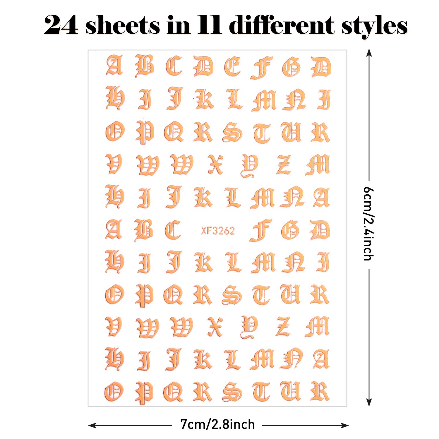 Maitys 24 Sheets Old English Holographic Letter Stickers - DIY Nail Art Decals for Women, Girls | Perfect for Nail Salon, Home Manicure, Party Nail Decorations