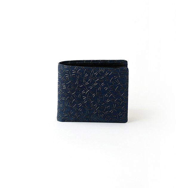 Japanese Deerskin Leather Fold Wallet with Urushi Lacquer - Dragonfly & Deep Indigo Design | Handmade in Japan | Premium Men's Wallet for Everyday Use & Gift Giving