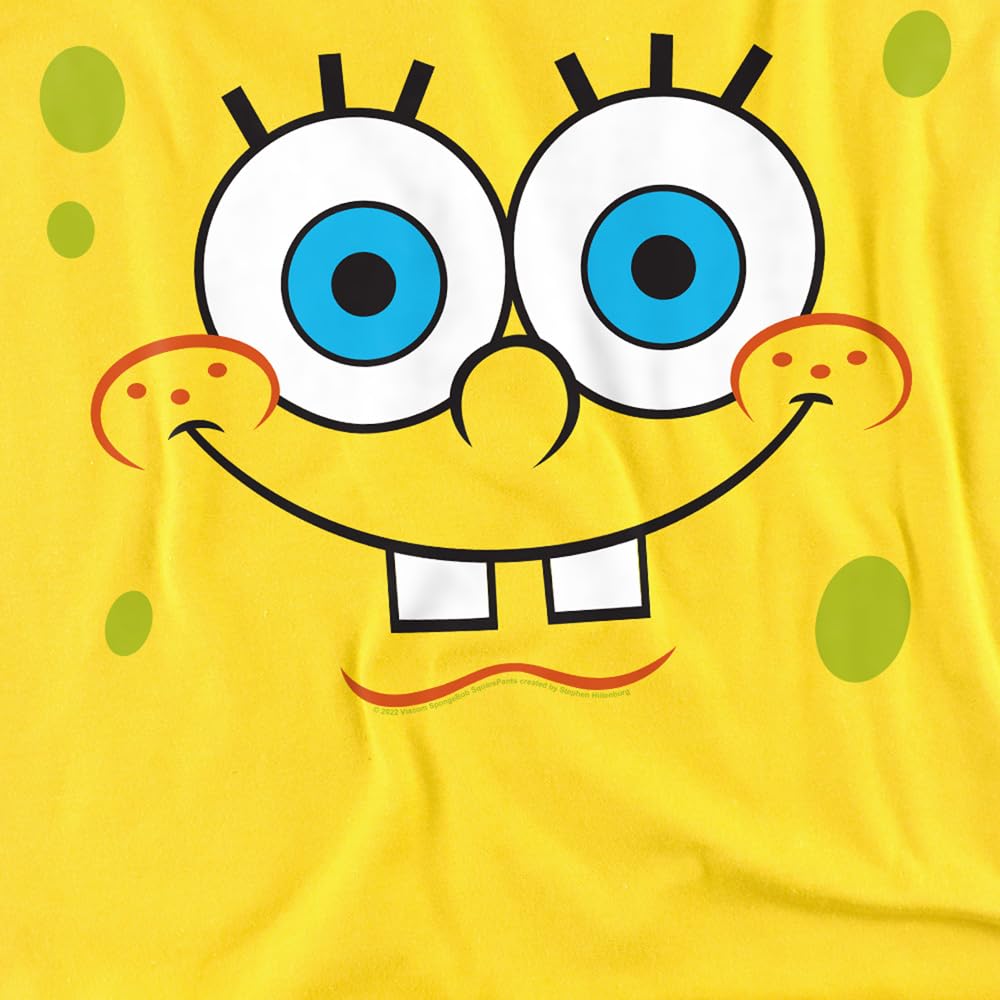 Popfunk Classic Spongebob Unisex Adult T-Shirt - Smiling Face Graphic Tee, 2X-Large - Casual Wear, Cosplay & Cartoon Fan Gift