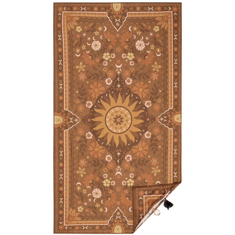 Premium Boho Sun Brown Sand-Free Beach Towel - Quick Dry, Lightweight & Large for Pool, Picnic, Yoga, Travel & Outdoor Activities