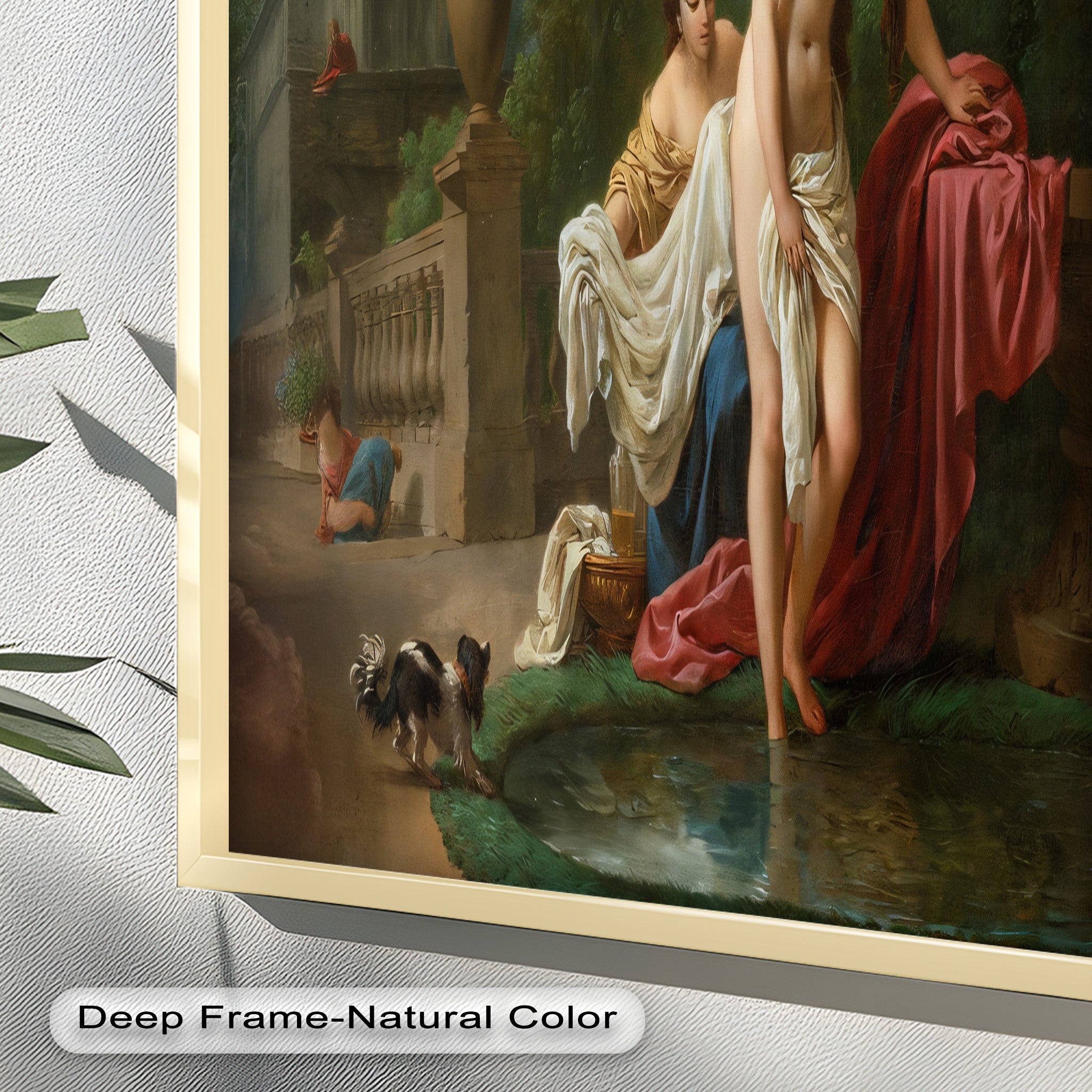 Neoclassical Elegance Oil Painting - Garden Bathing Scene Artwork for Home Decor & Living Room Wall Art