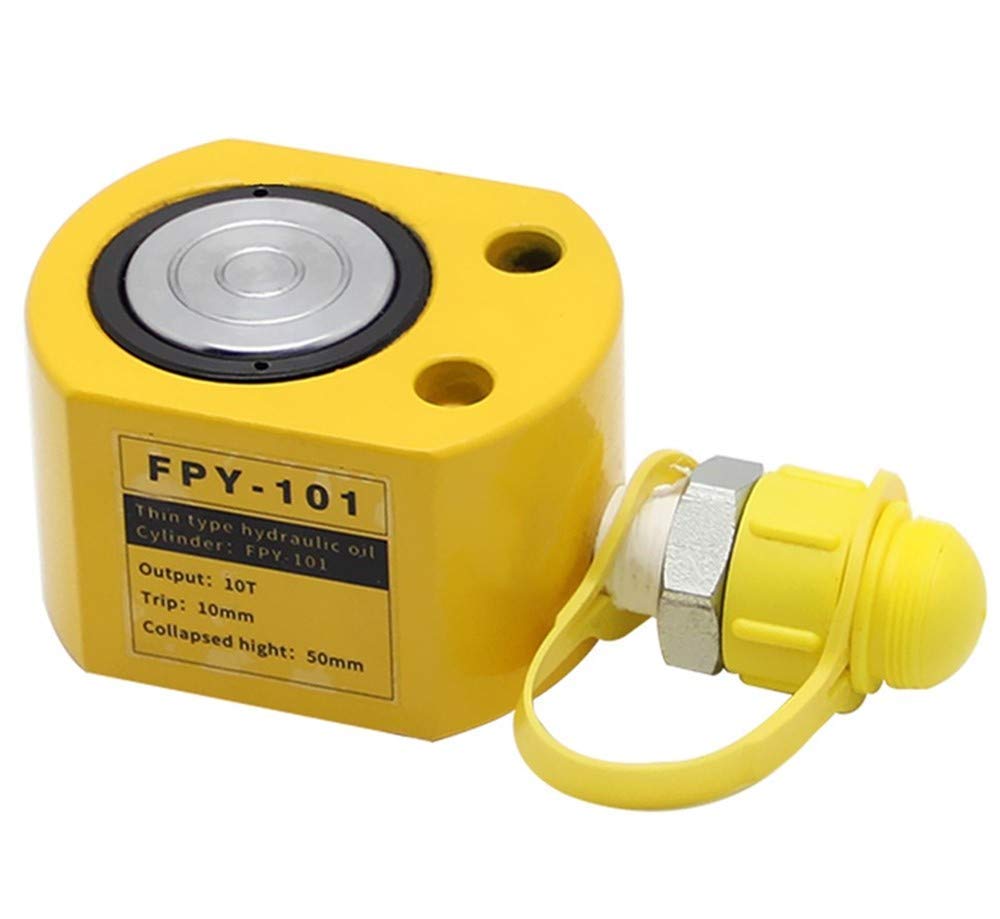 YUCHENGTECH 10 Ton Low Profile Hydraulic Ram Cylinder - Ultra-Thin 10mm Stroke Hydraulic Jack for Automotive Repair, Industrial Machinery, and Heavy Equipment Maintenance