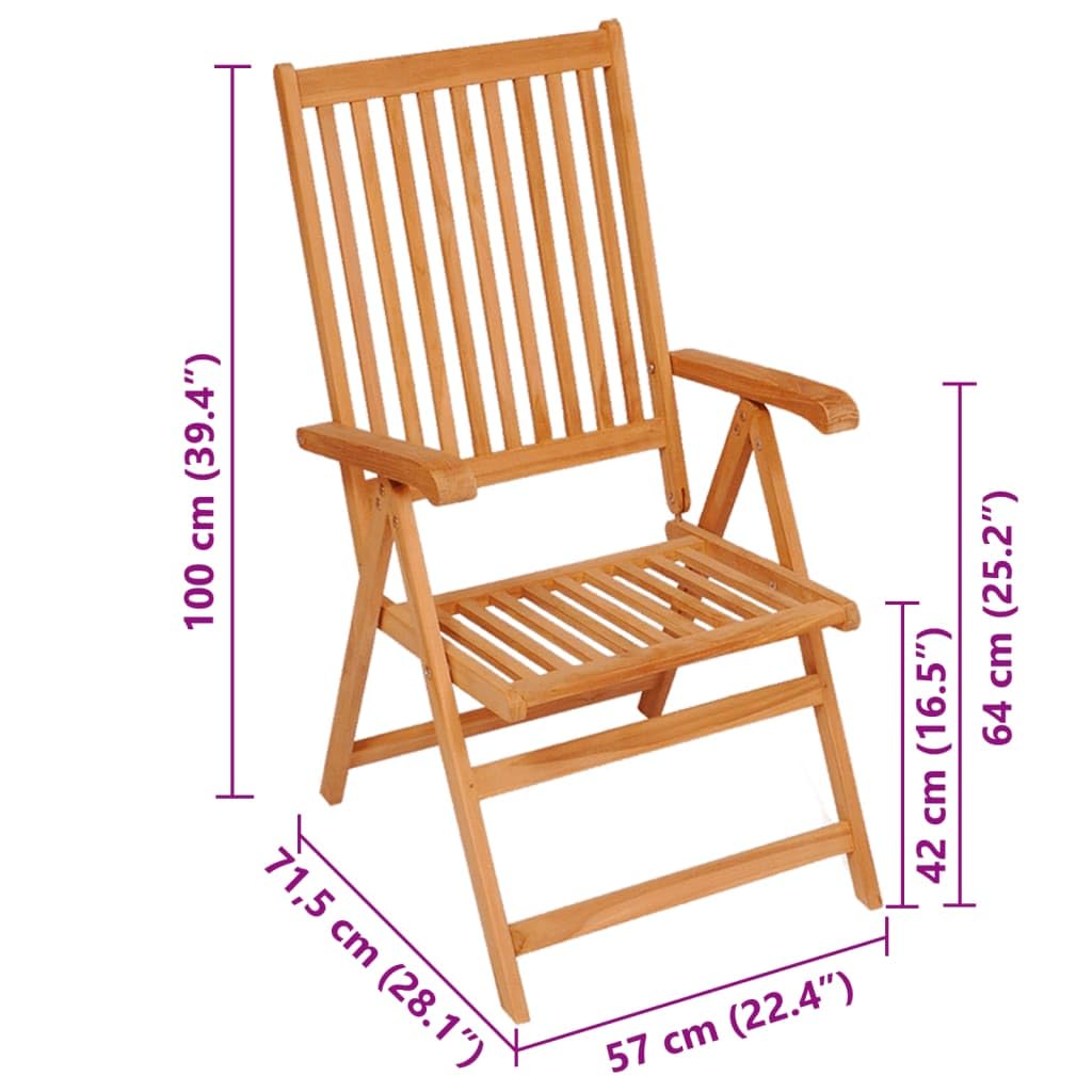 Premium Solid Teak Wood Patio Chairs Set - Adjustable Backrest with Green Cushions, Weather-Resistant & Foldable Outdoor Furniture for Garden, Poolside, and Backyard Relaxation