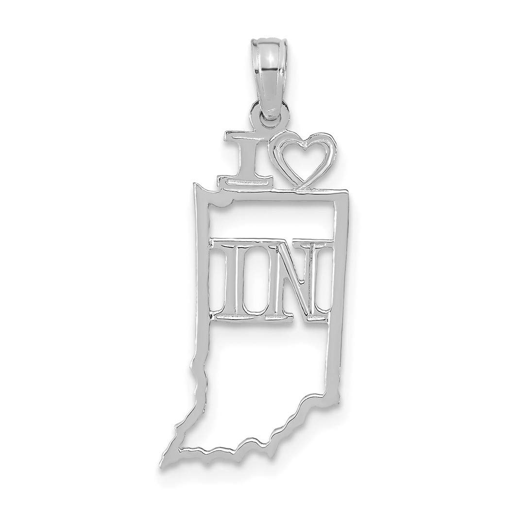 14K White Gold Solid Indiana State Pendant Necklace for Women - Elegant Jewelry Gift for Birthday, Anniversary & Graduation - Perfect for Everyday Wear & Special Occasions