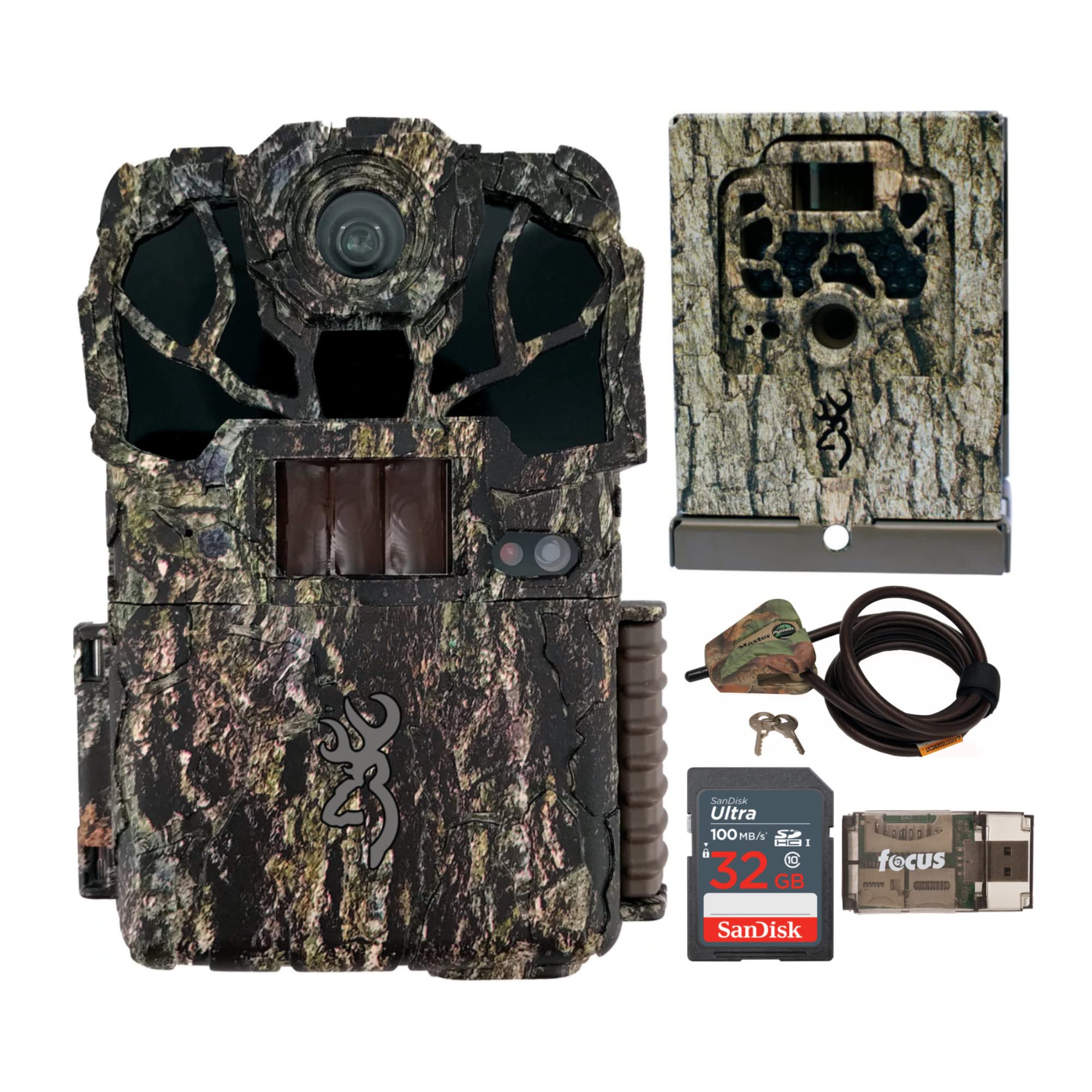 Browning Spec Ops Elite HP5 Trail Camera Bundle with Security Box, Adjustable Locking Cable, 32GB SD Card & Reader - 5-Piece Wildlife Monitoring Kit for Hunting, Property Surveillance & Outdoor Security